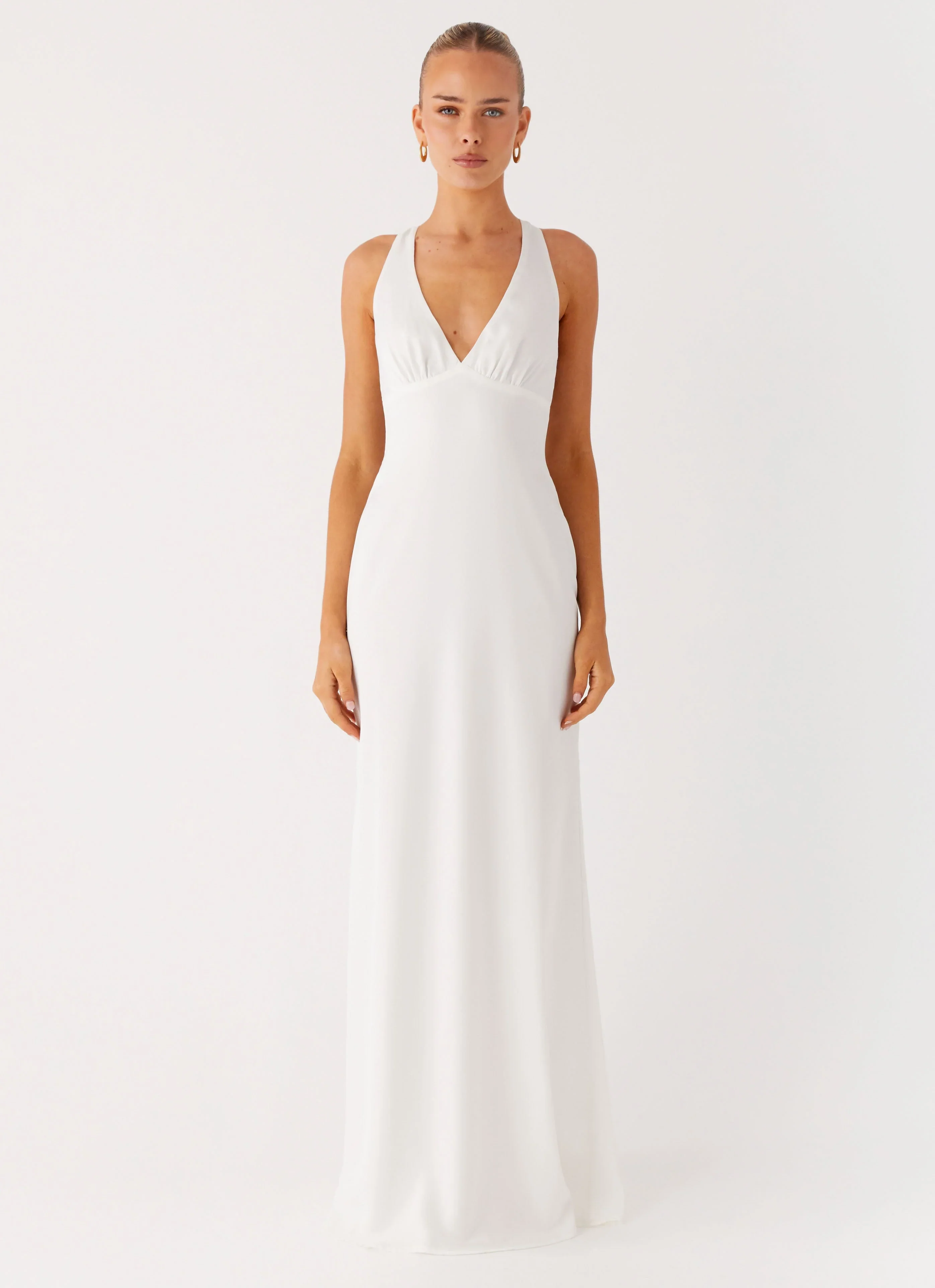 Desi Halterneck Maxi Dress - White