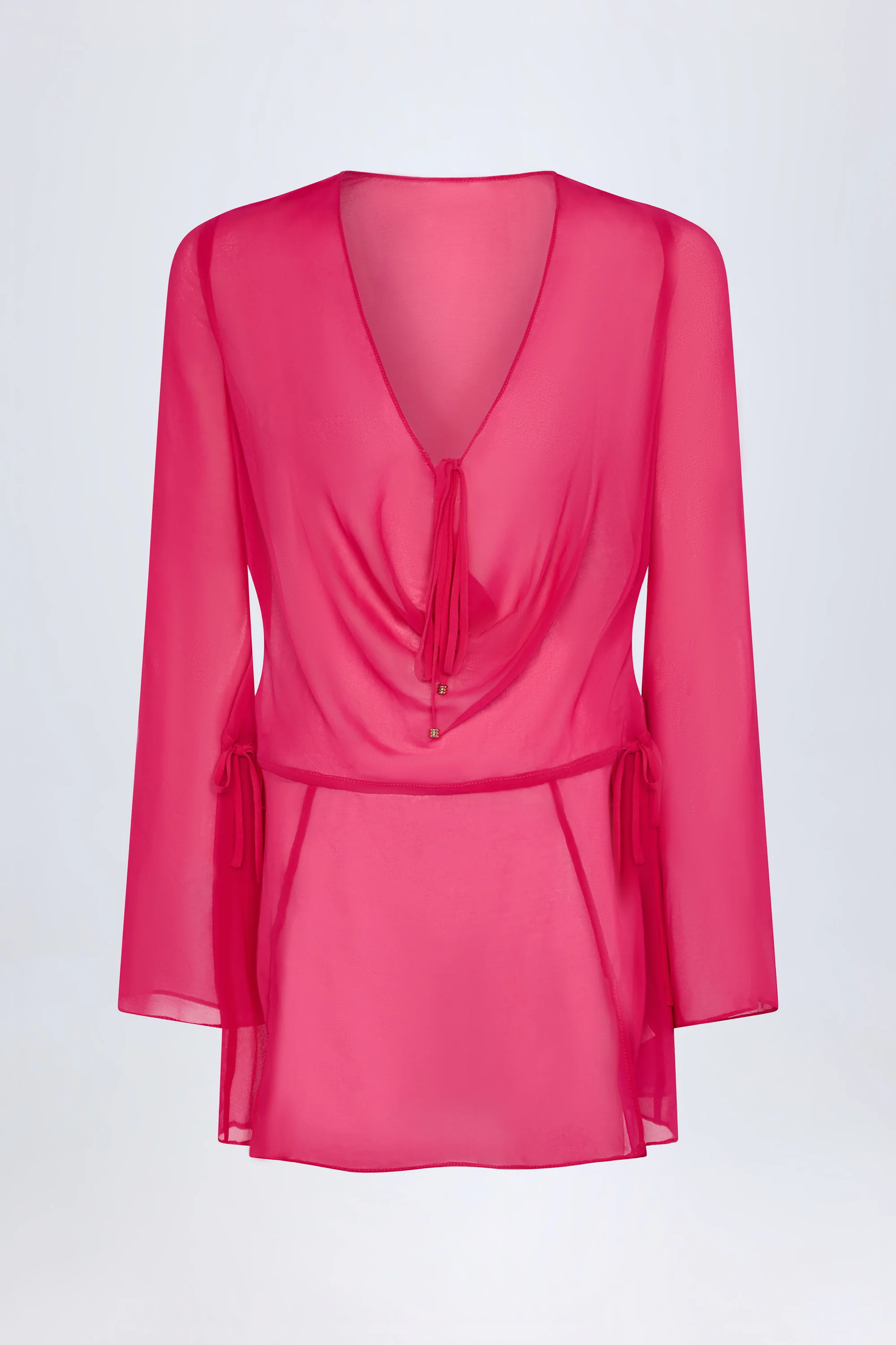 Cowl-Neck Mini Dress in Fuchsia Pink