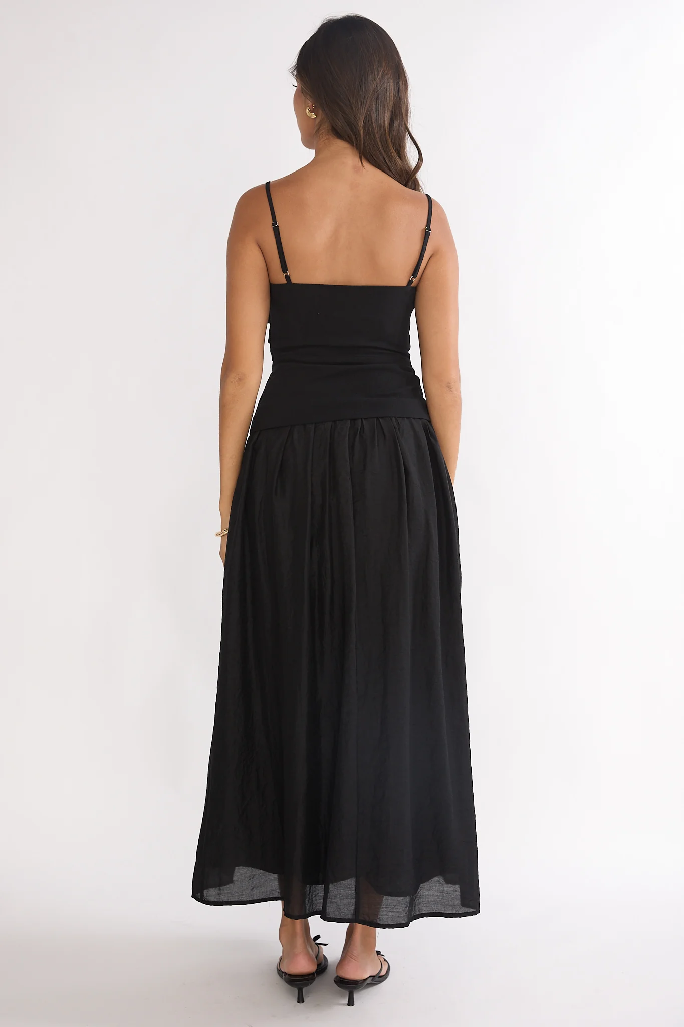 Tobi Square Neck A-Line Maxi Dress Black