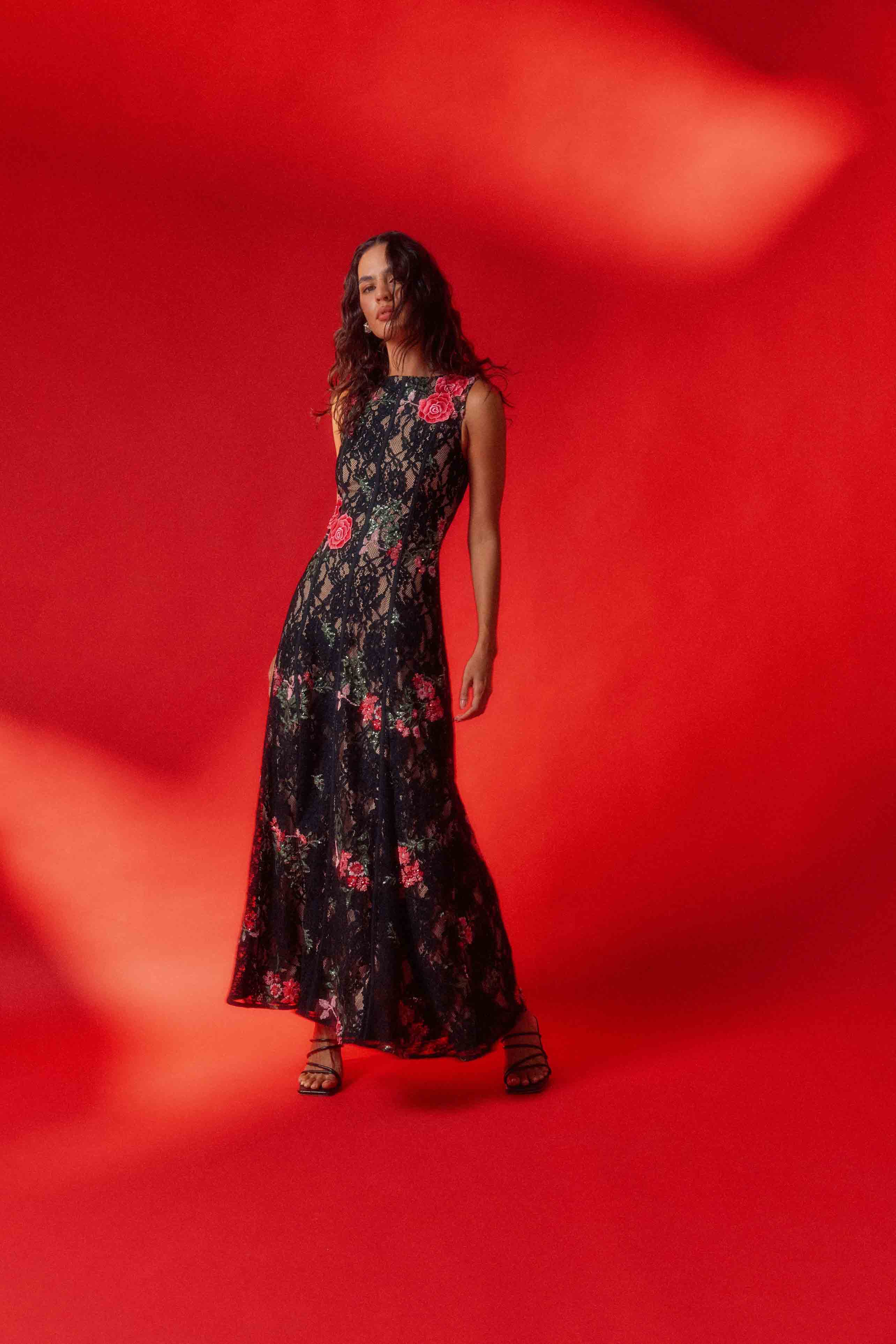 Morgaine Lace Gown in Black