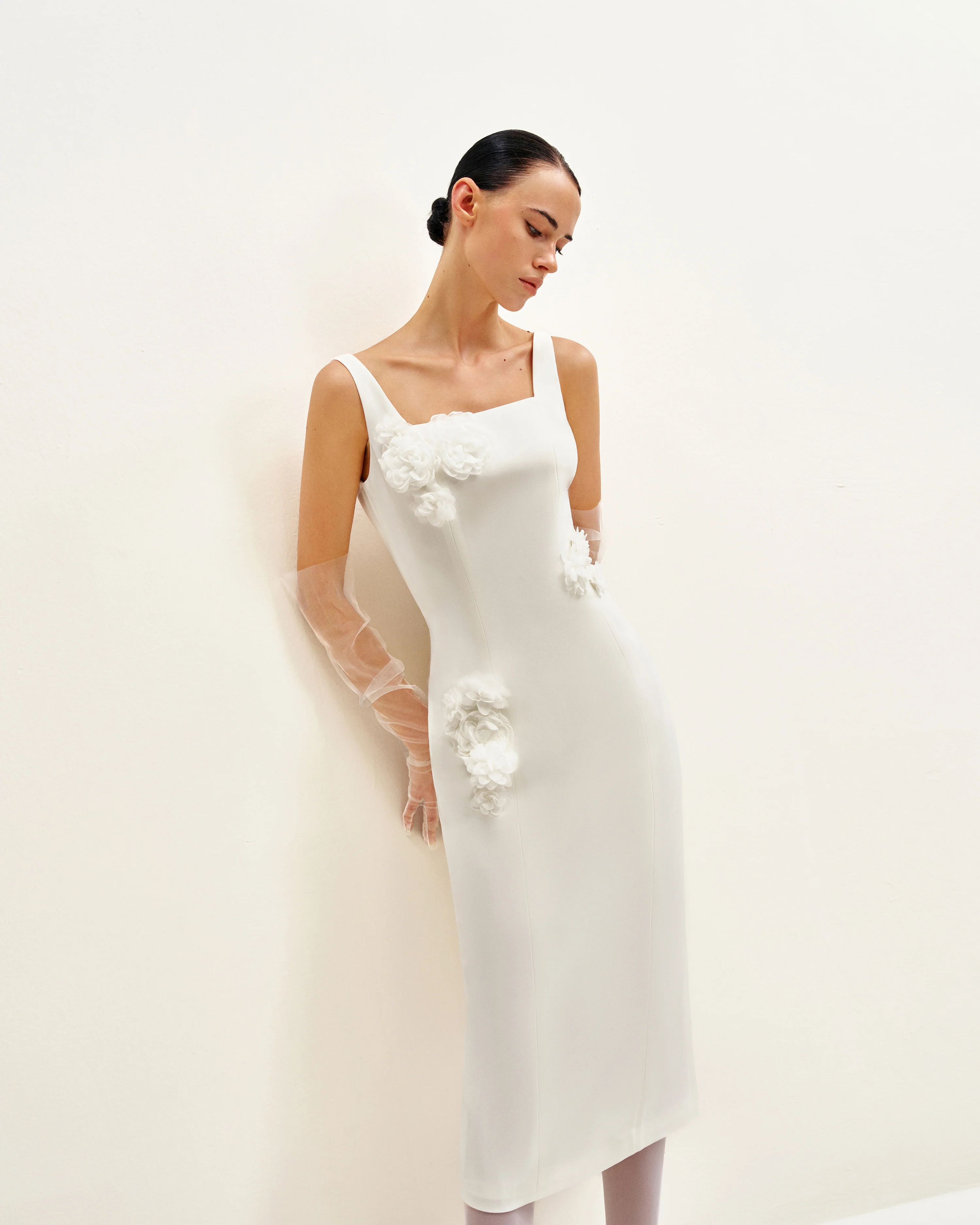 Garden Grace Sheath Dress - White - FASHION NOB
