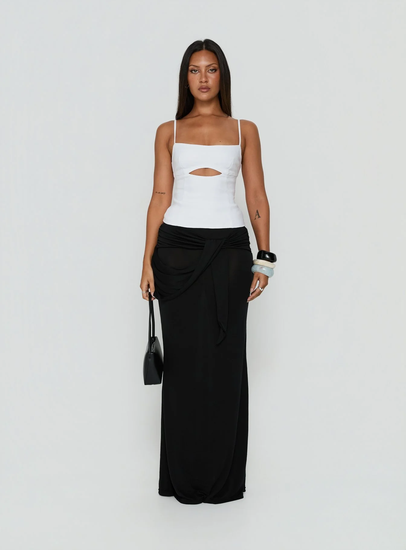 Samelia Wrap Maxi Skirt Black