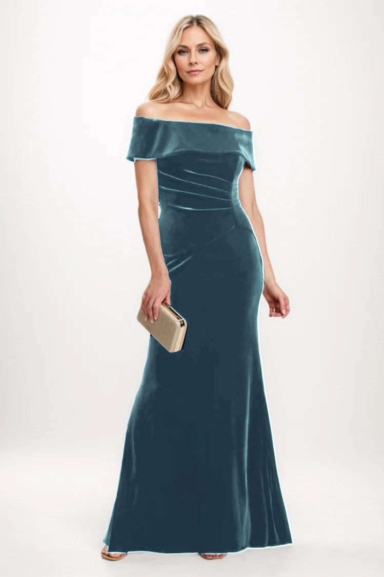 Sheath-Column Maxi Velvet Mother Of The Bride Dress CM0271