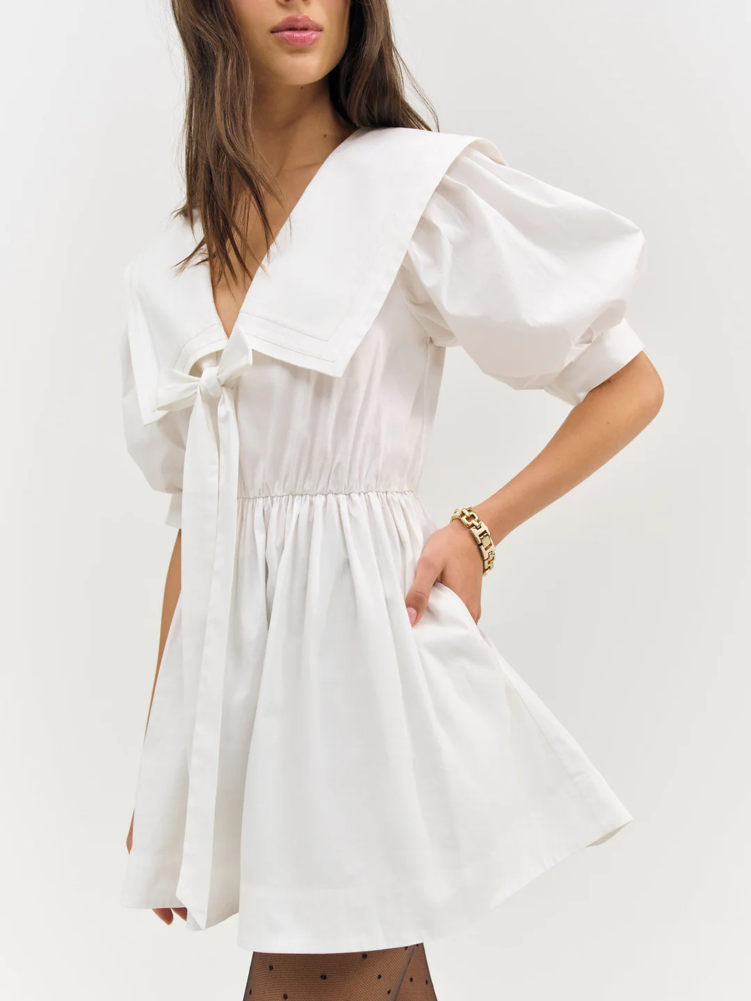 Helena Poplin Puff Sleeve Mini Dress