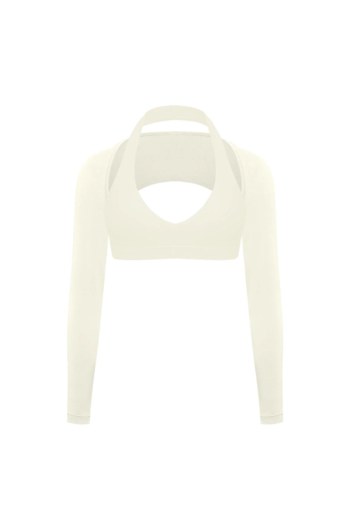 V-Cut Halter Bra & Minimal Long Sleeve Sports Shrug
