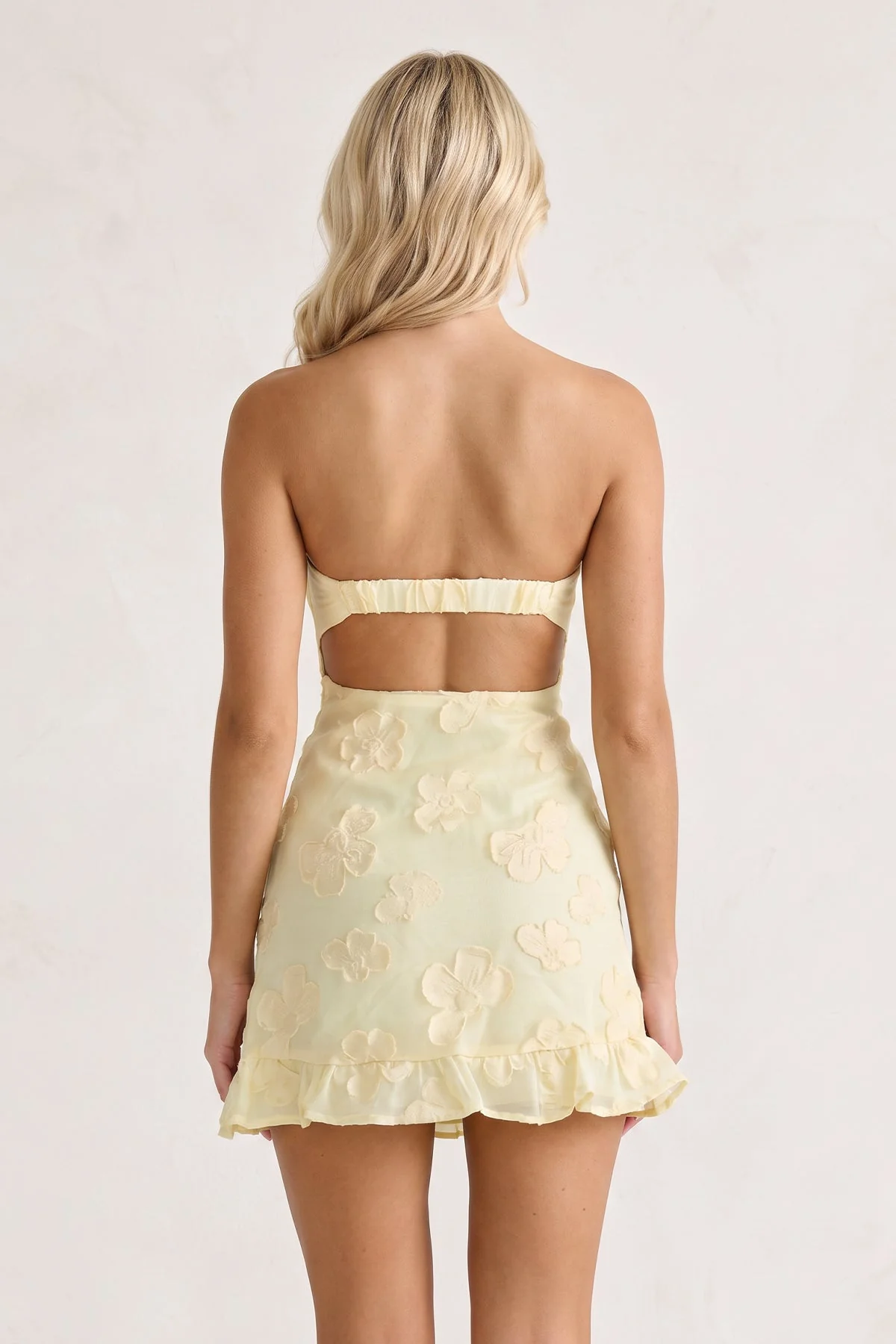 Yellow Sweetheart Embroidered Tulle Ruffled A-Line Homecoming Dress