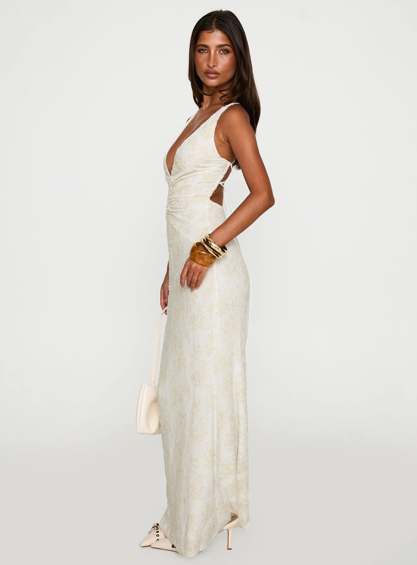 Starcrossed Halter Maxi Dress Cream - luluinthesky