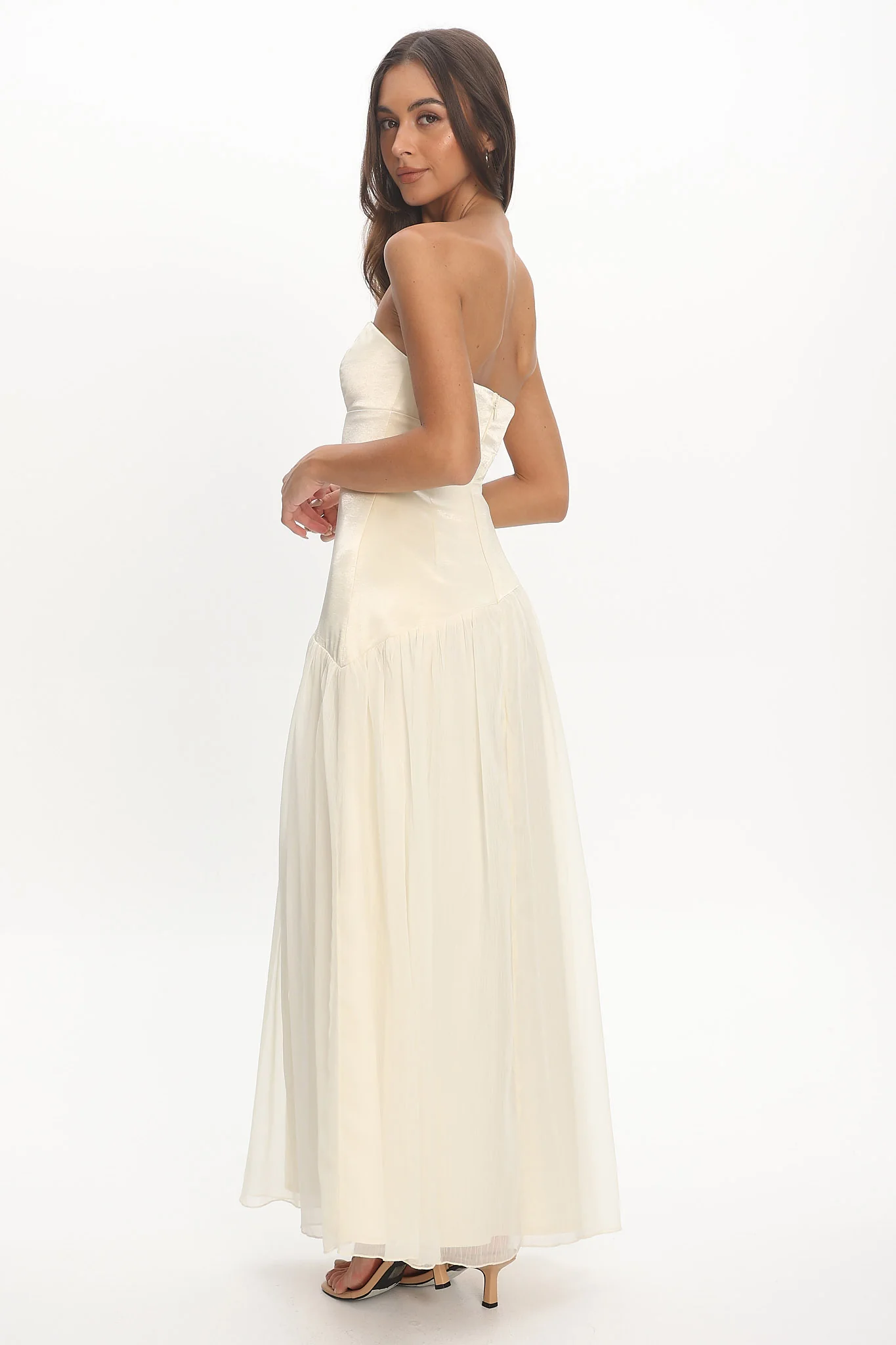 Karielle Asymmetric Drop Waist Maxi Dress Butter