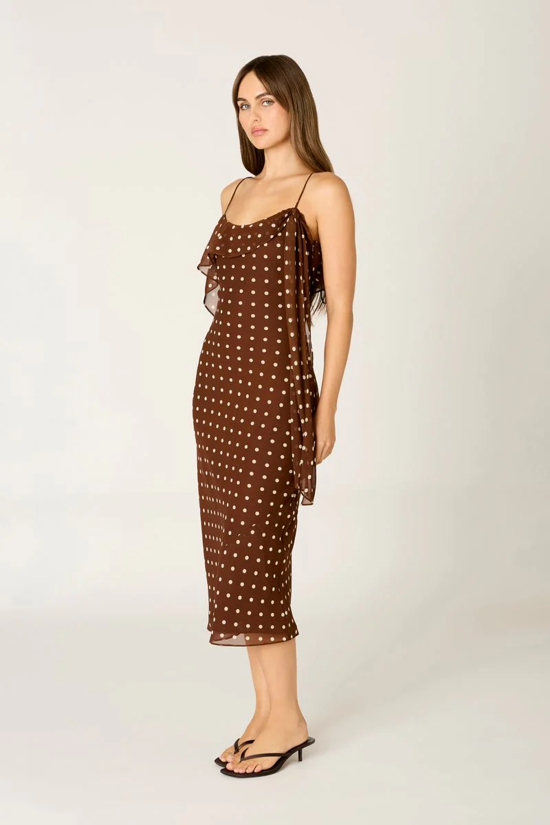 Chiffon Polka Dot Midi Dress
