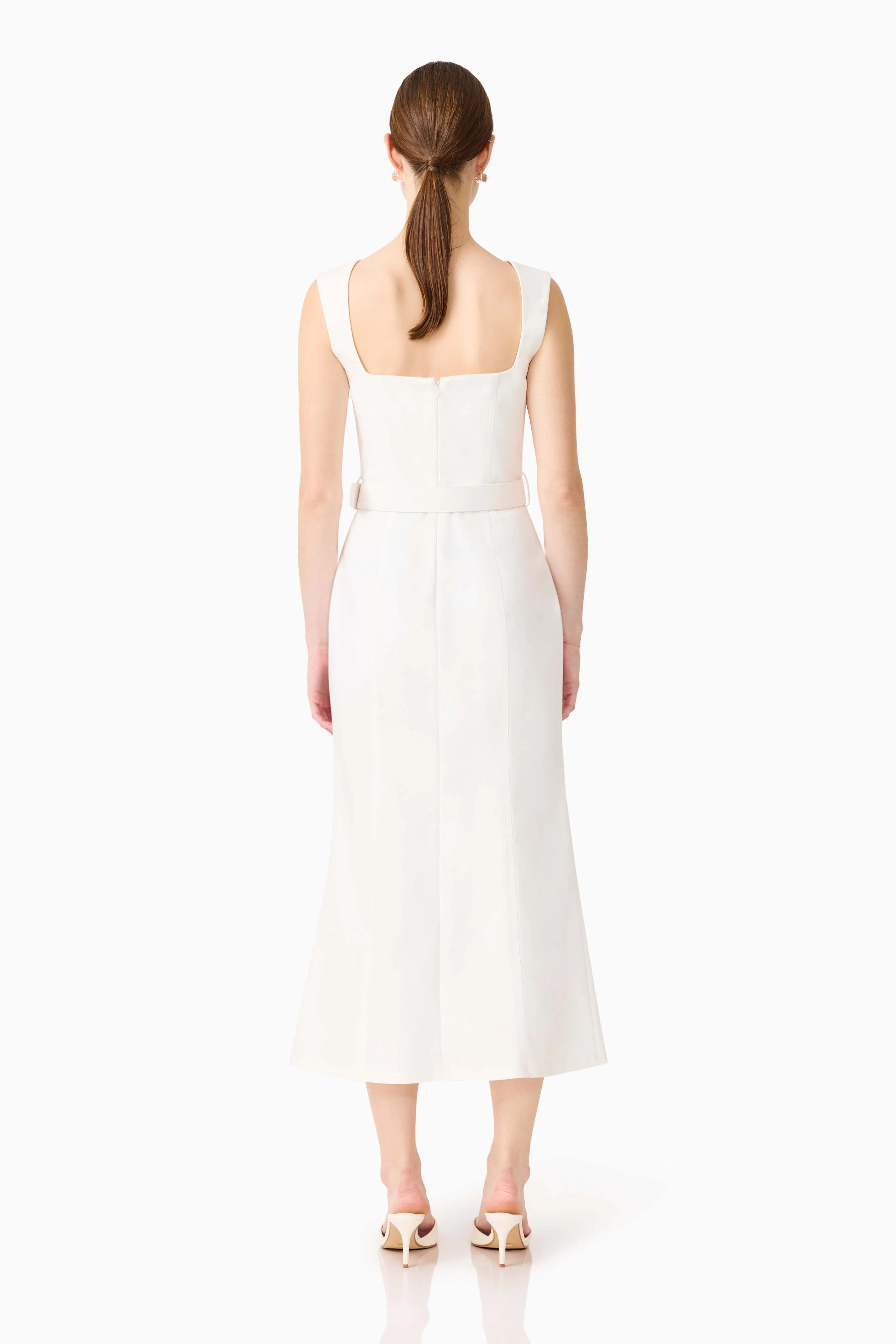 Nydia Fit & Flare Maxi Dress in White