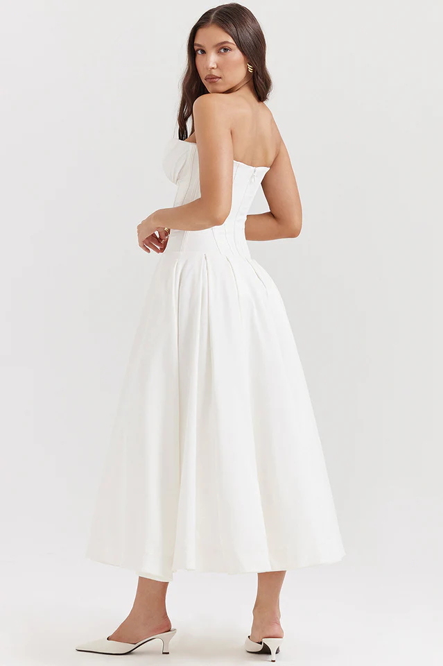 Lady Black Strapless Midi Dress