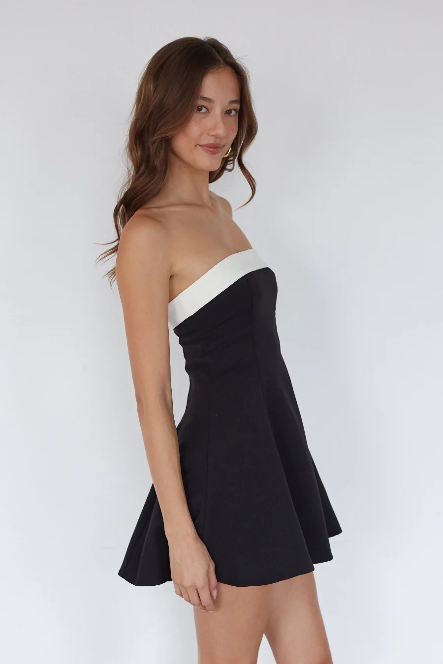 Natalya Contrast Babydoll Mini Dress - luluinthesky