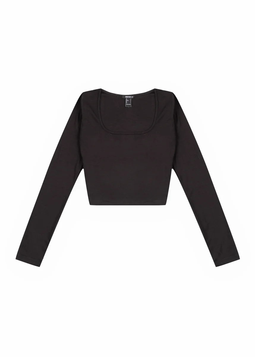 Cropped Scoop Neck Top