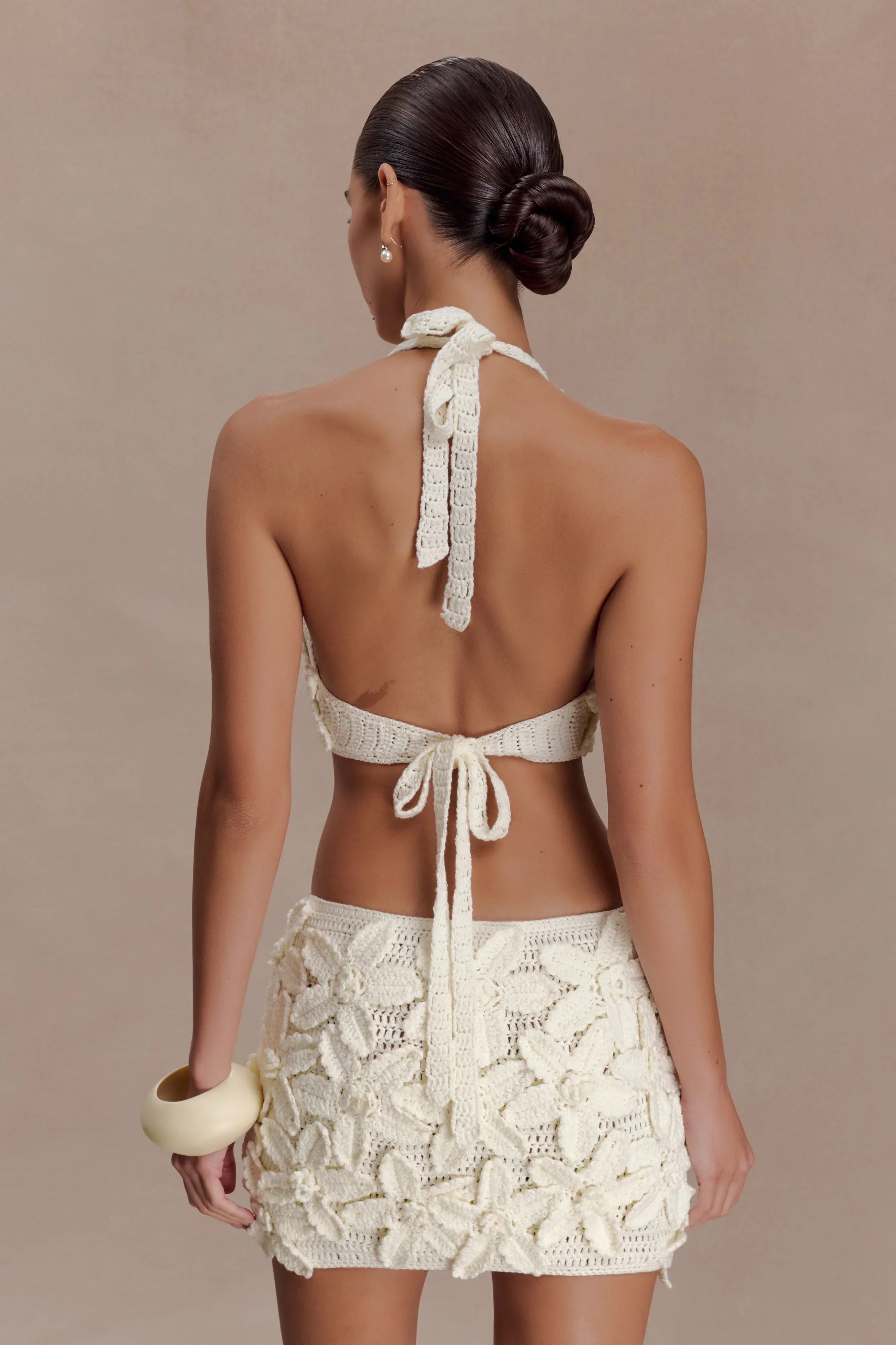 Jaylene Floral Crochet Mini Dress - White