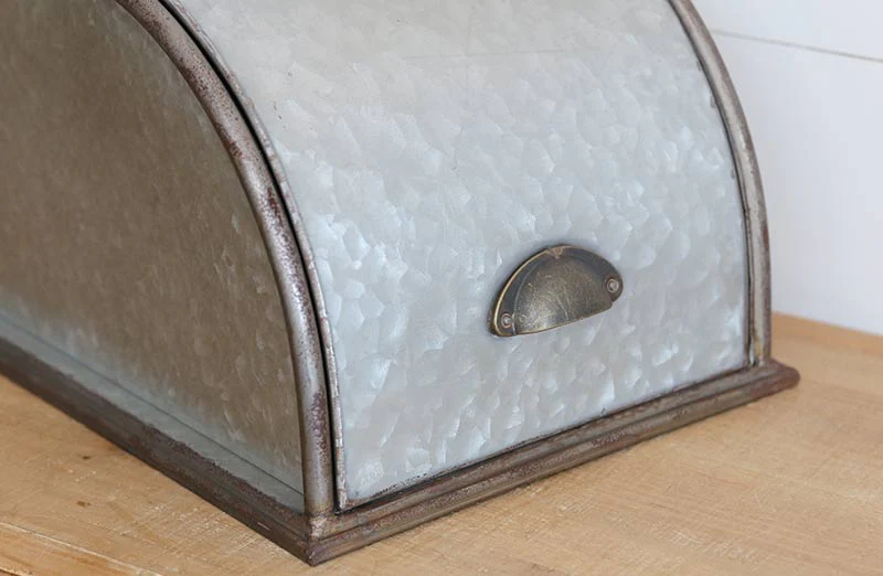 Large Galvanized Metal Bread Box