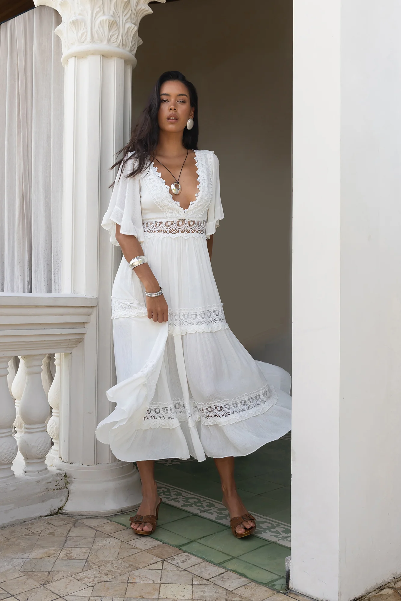 Cowboy Midi Dress White - luluinthesky