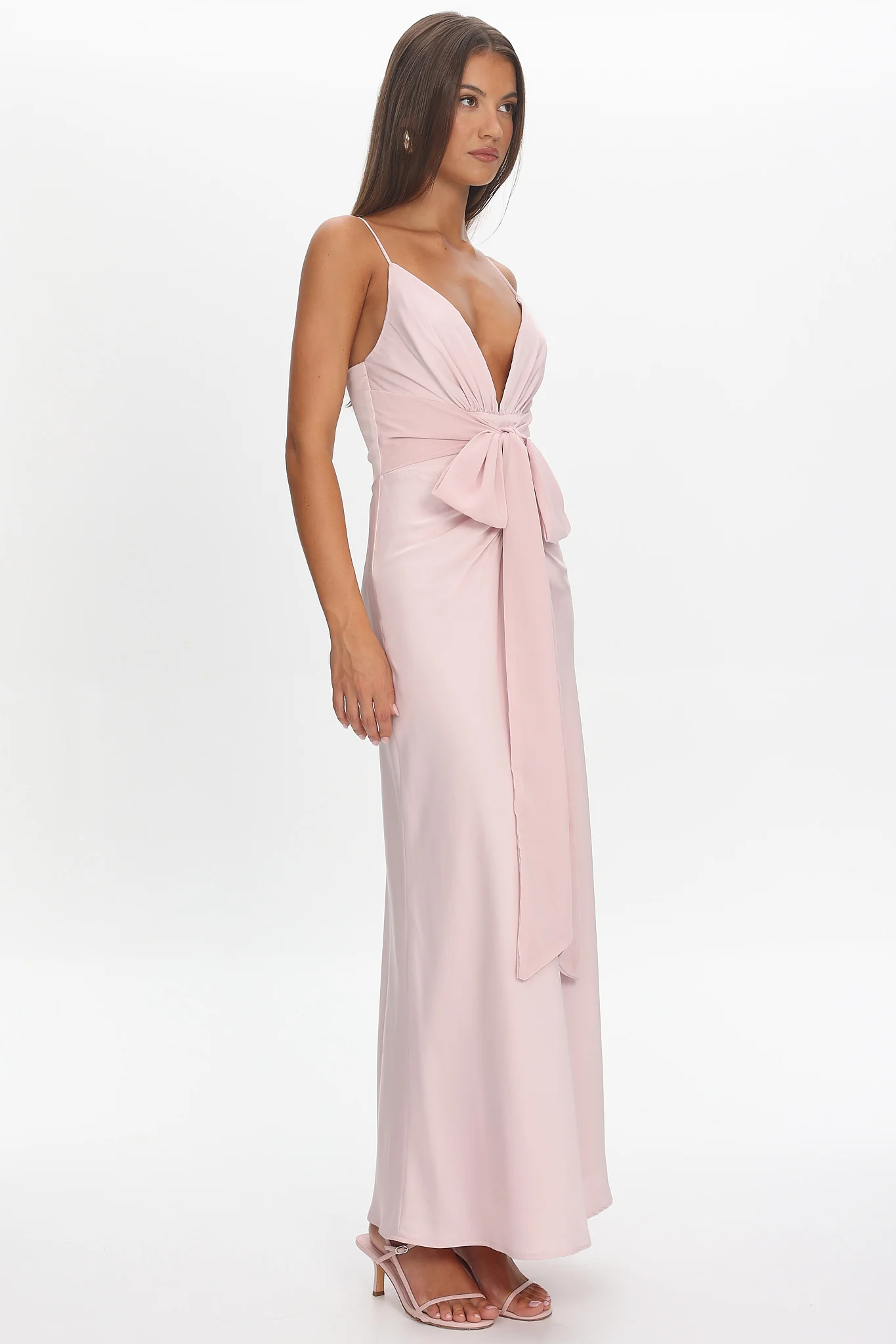 Ambrette Bow Waist Maxi Dress Pink