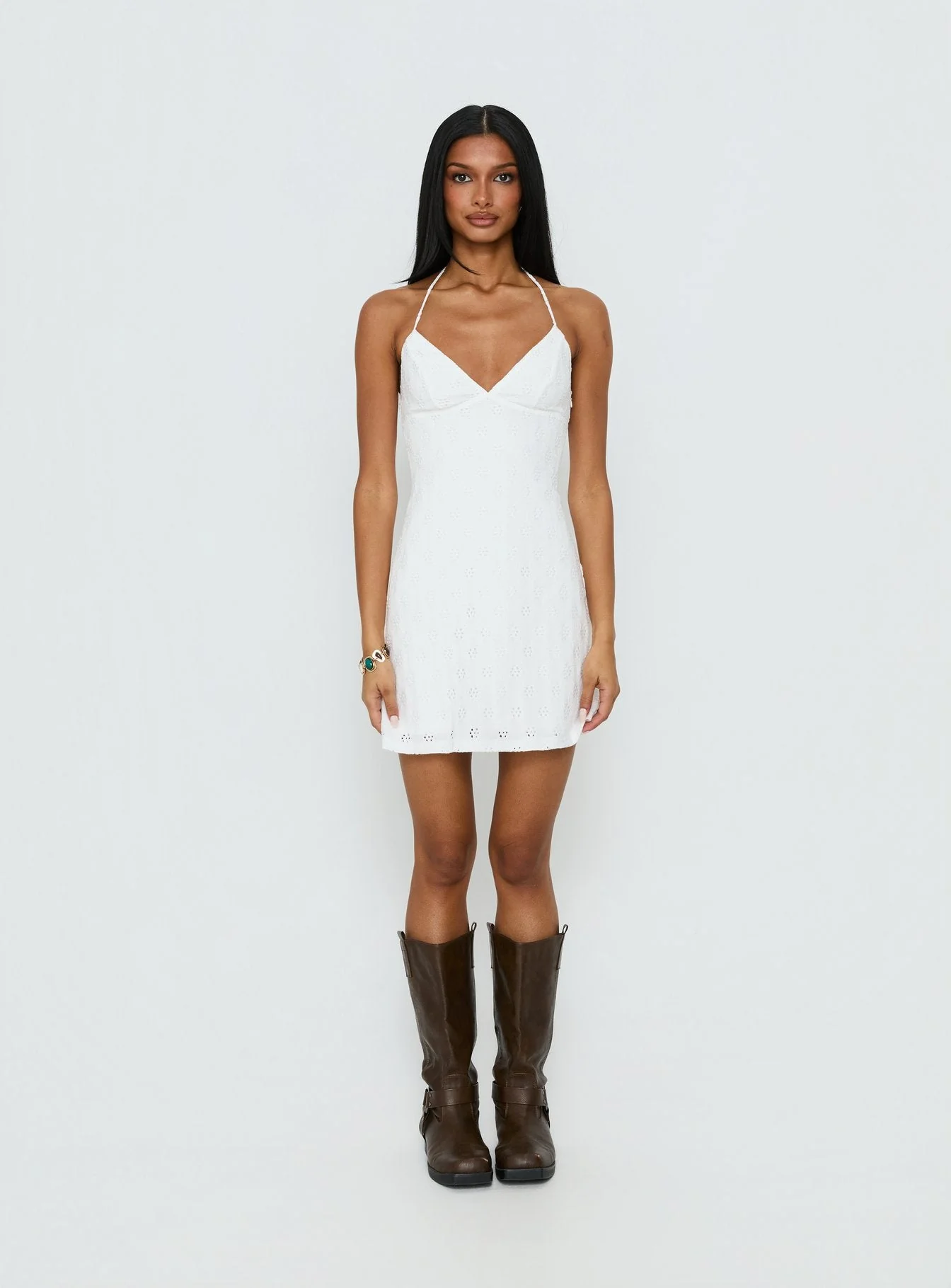 Summer Cider Embroidered Mini Dress White