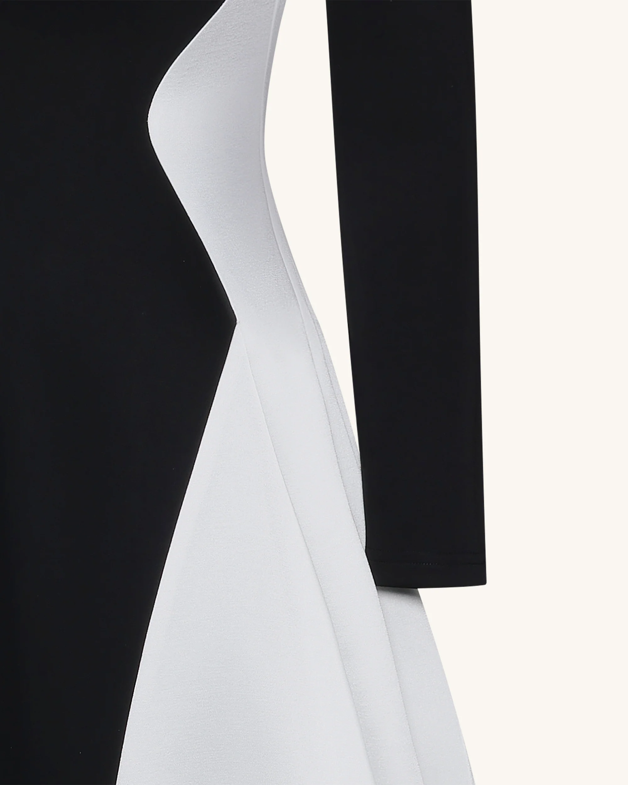 Monochrome Paneled Plunging V-Neck Long-Sleeve Maxi Dress - Black - FASHION NOB