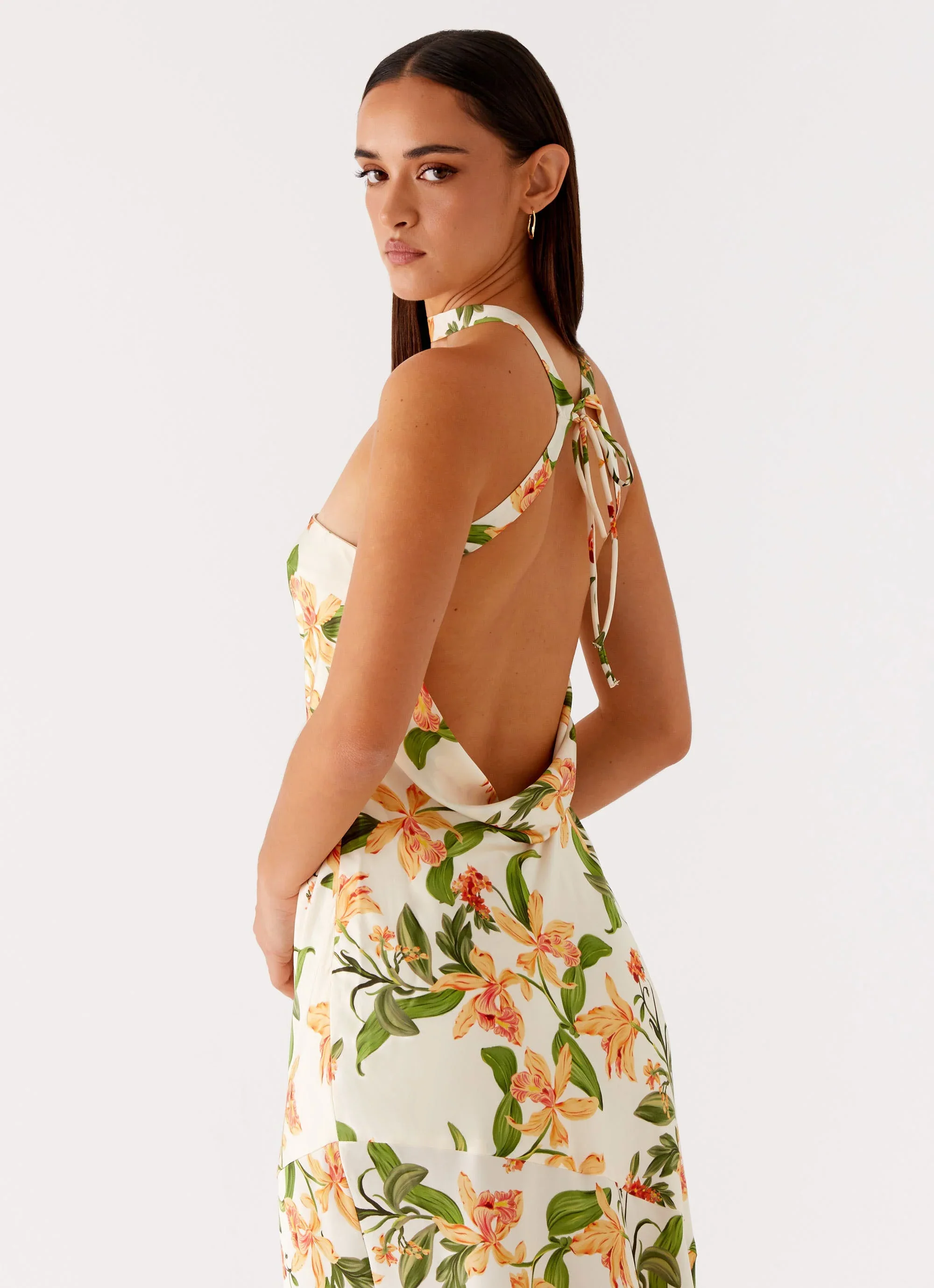 Damali Satin Maxi Dress - Floral Print