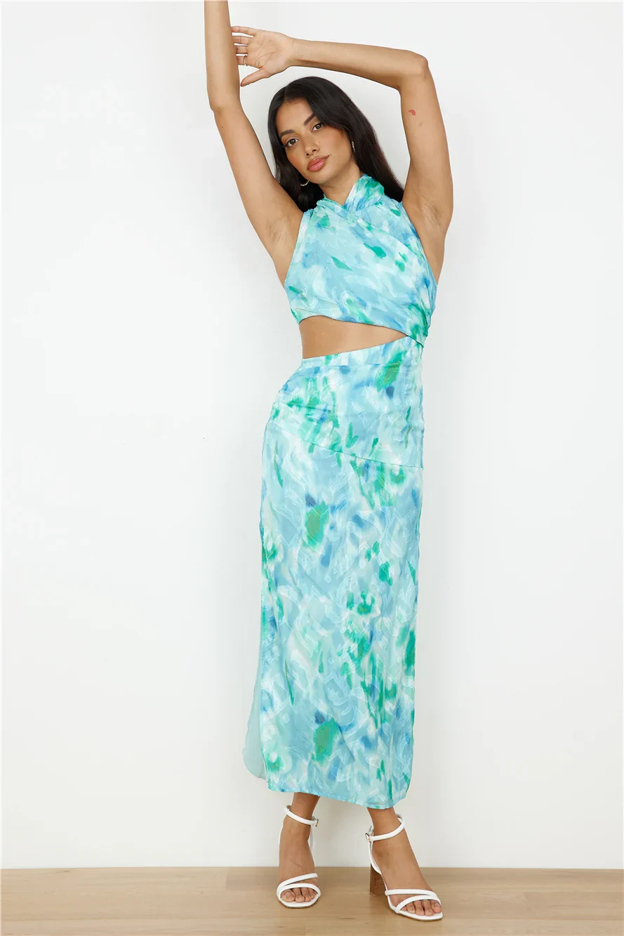 Kiss From The Ocean Midi Dress Blue