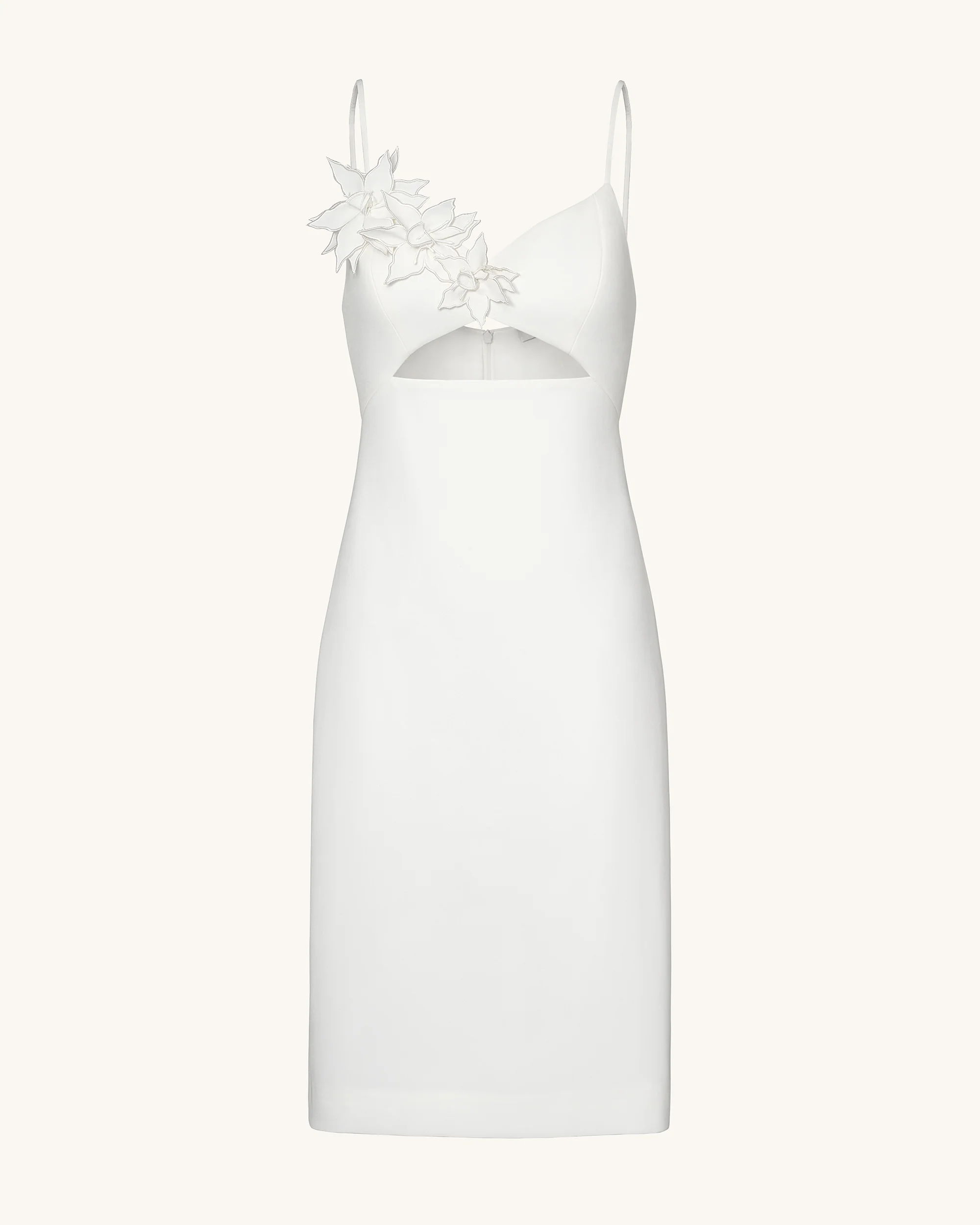 Bloom-Cut Contour Dress - White - FASHION NOB