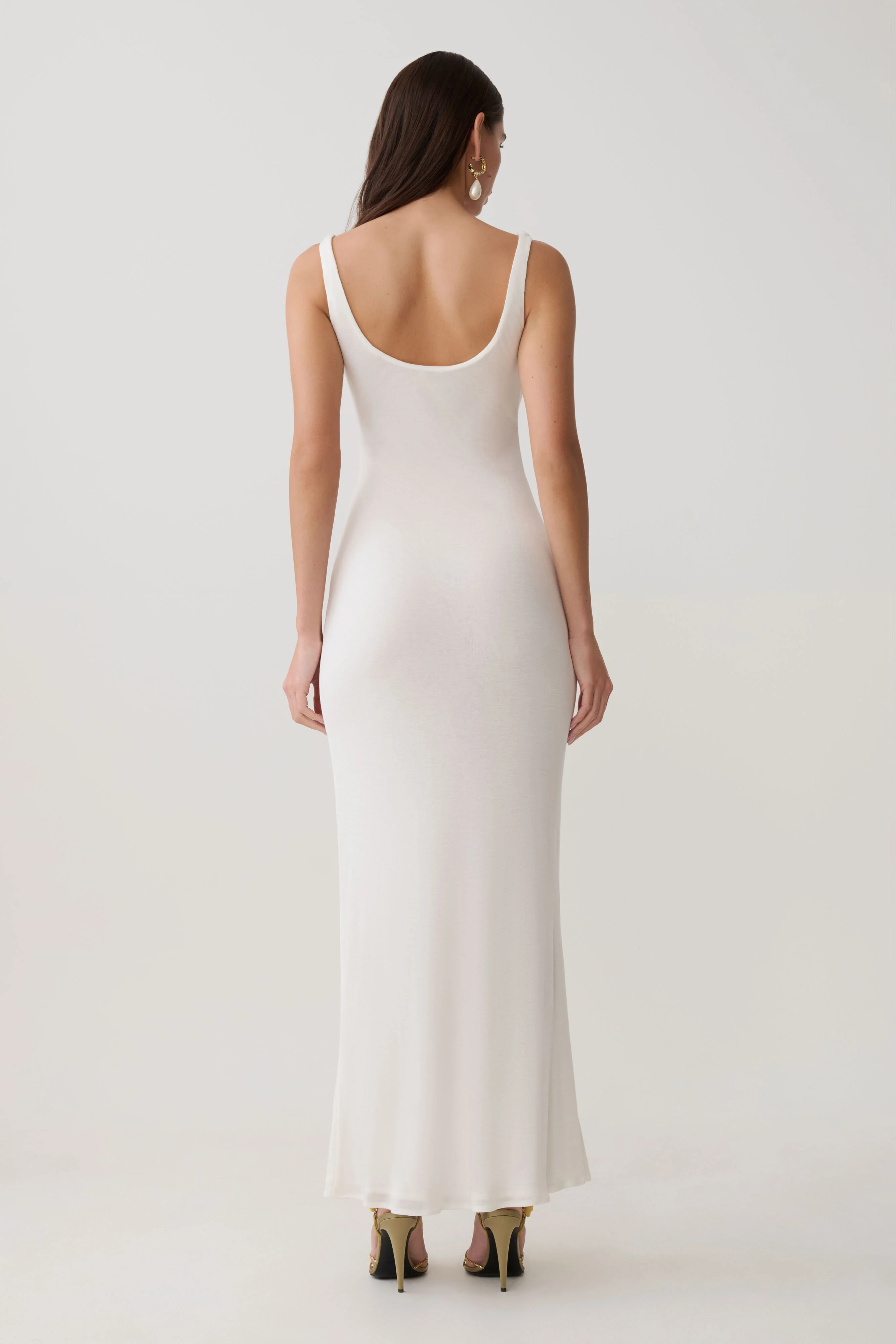 Gwenaelle Scoop Neck Jersey Maxi Dress - White