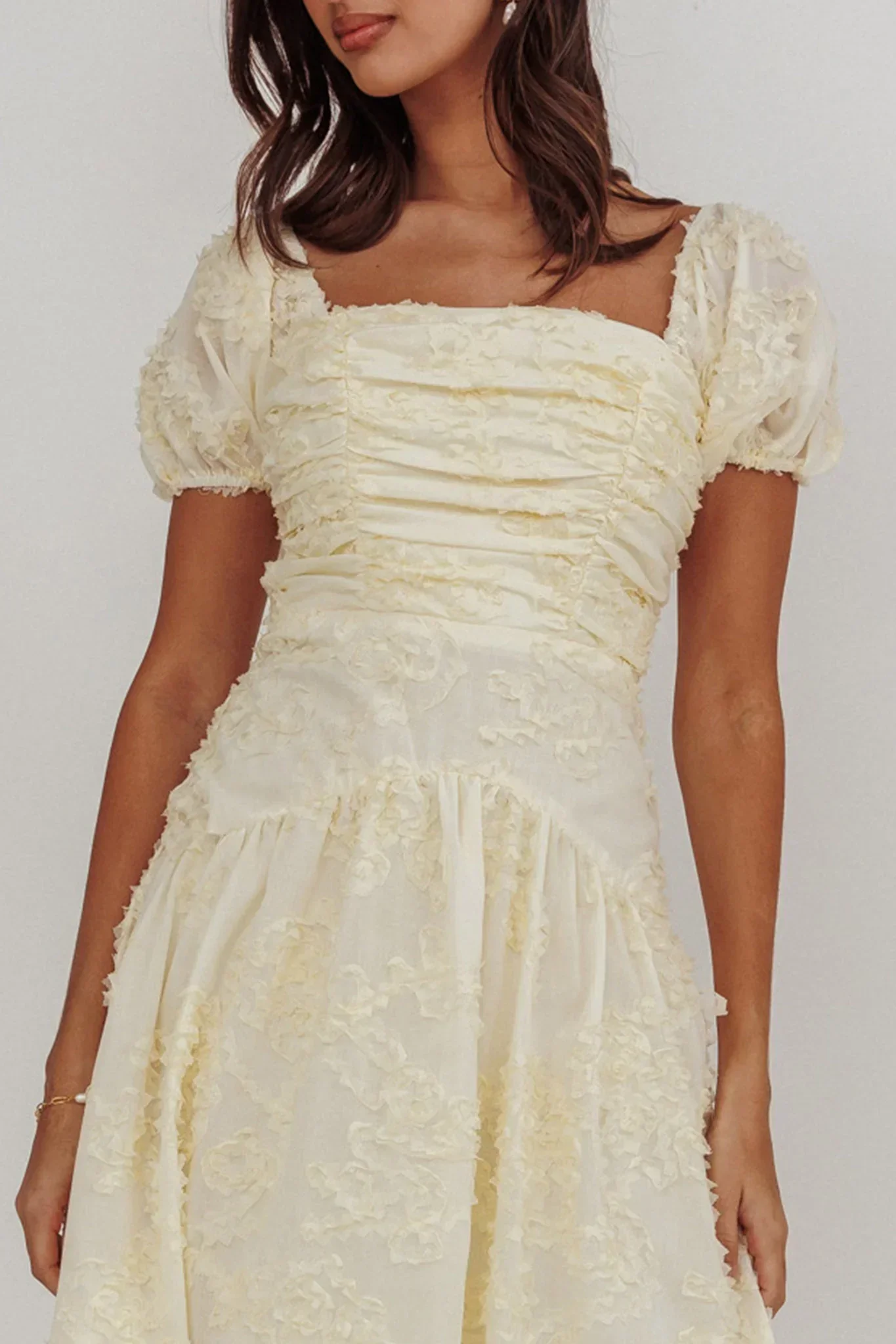 Telma Puff Sleeves Midi Dress Butter - luluinthesky