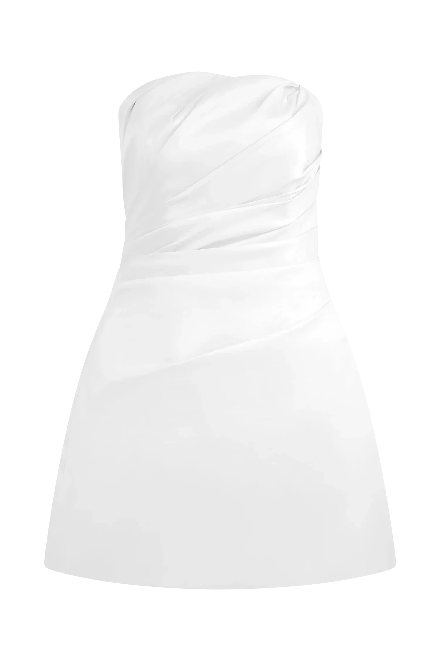 Leslie Gathered Taffeta Mini Dress - White - luluinthesky