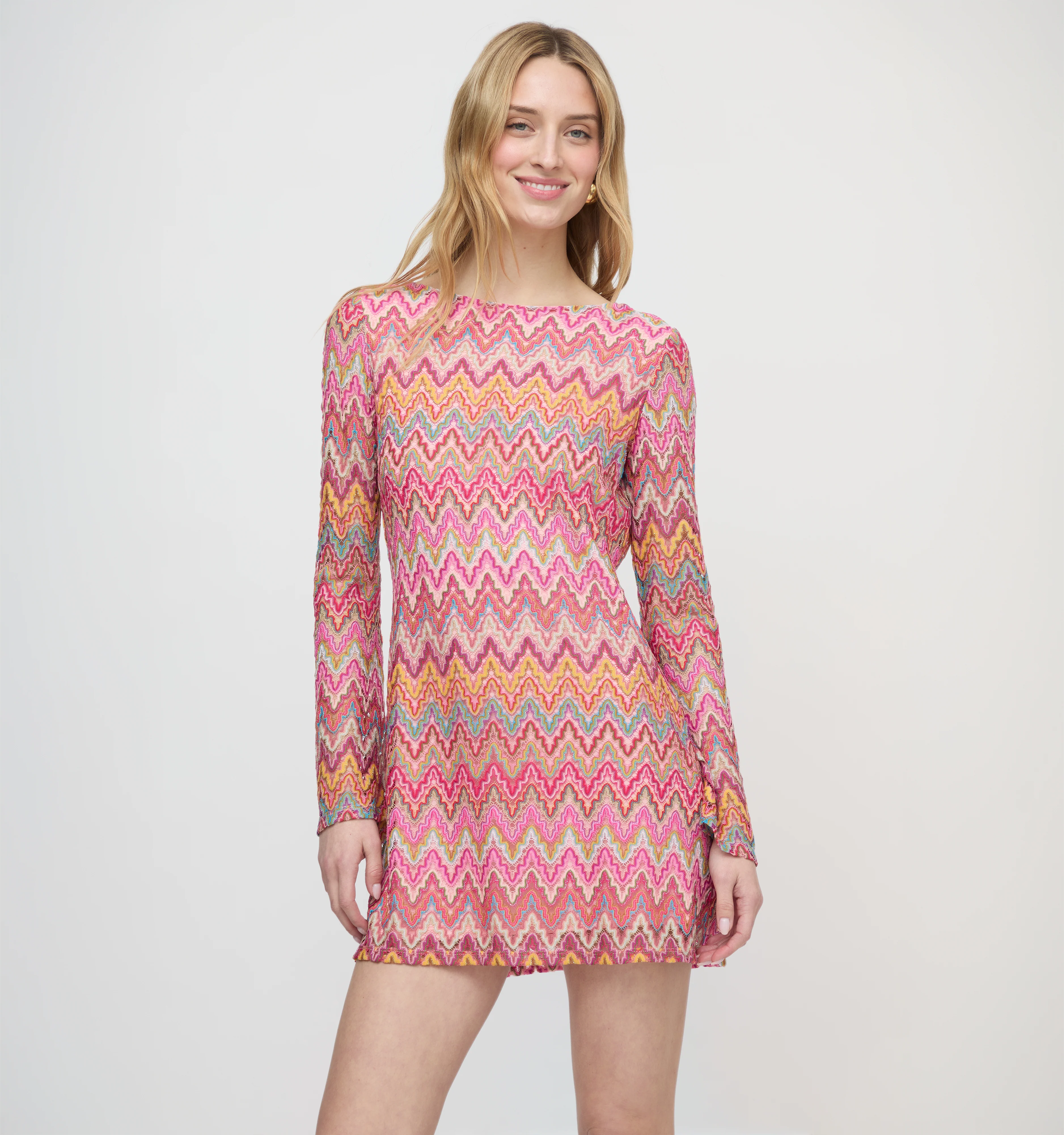 The Nathalie Dress - Pink Sheer Shimmer Knit