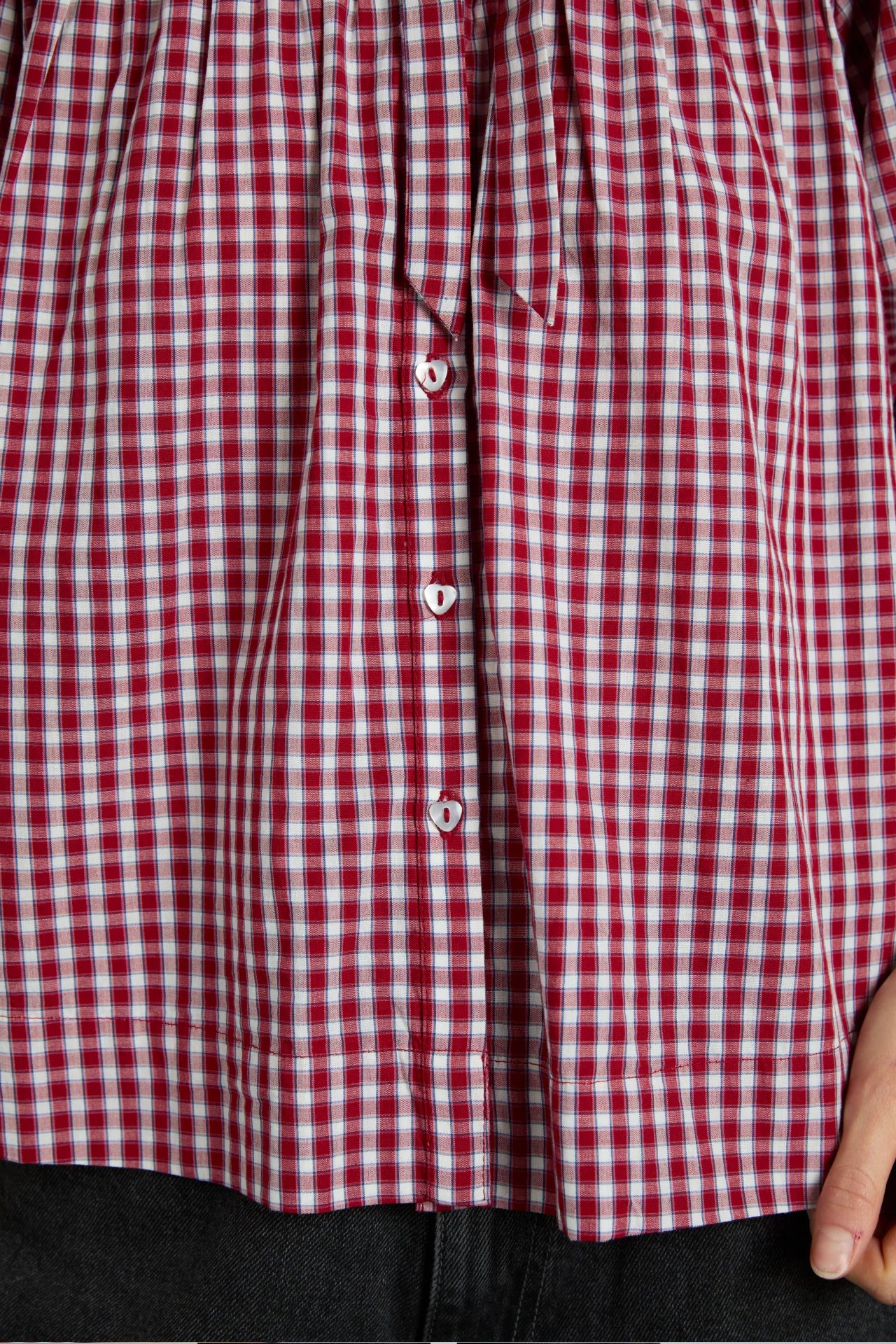 mila blouse - cherry gingham - luluinthesky