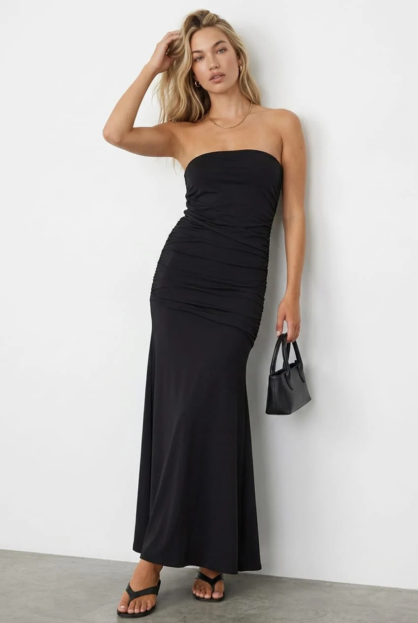 Black Strapless Maxi Dress