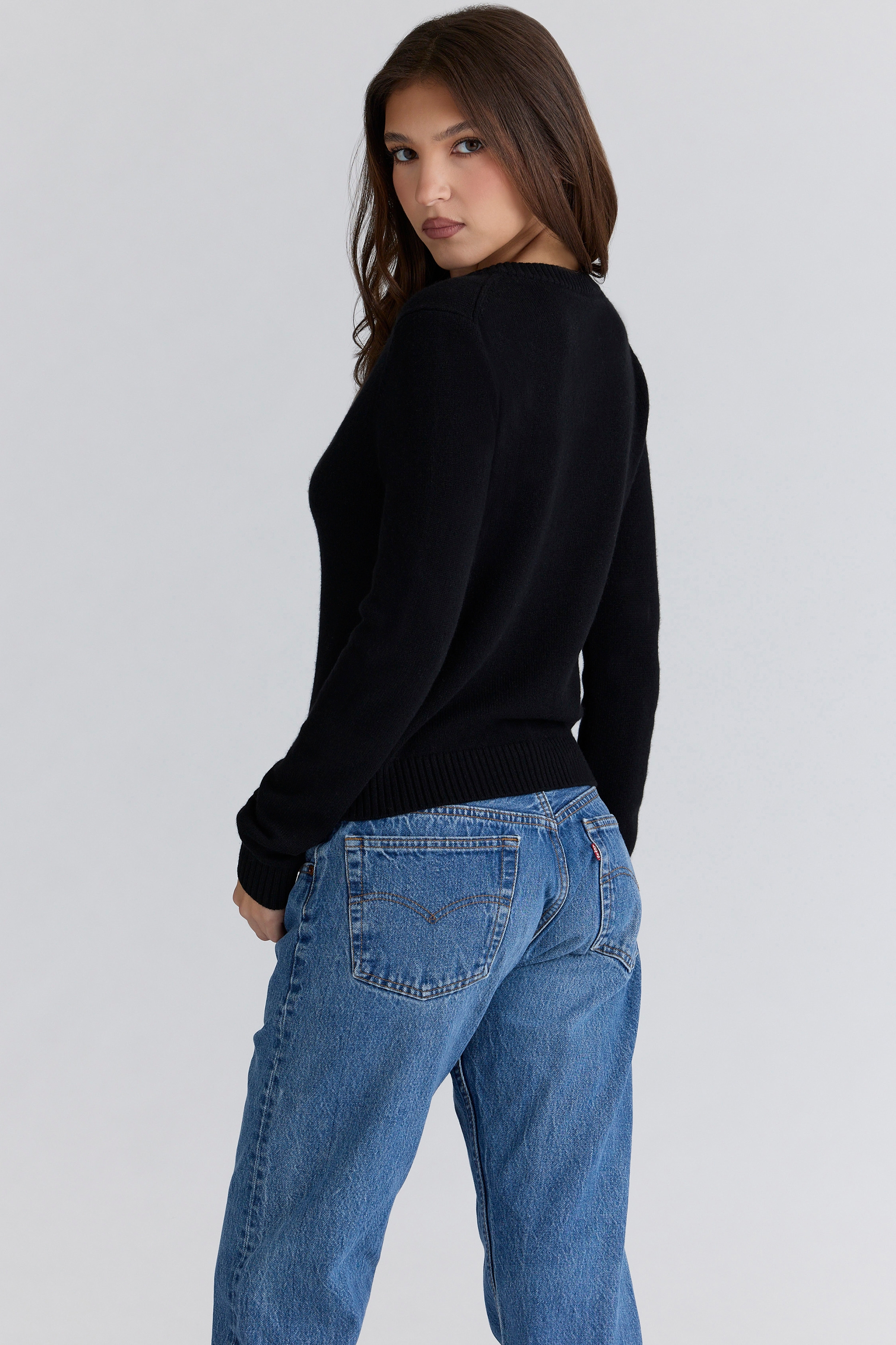 black cashmere + wool cardigan