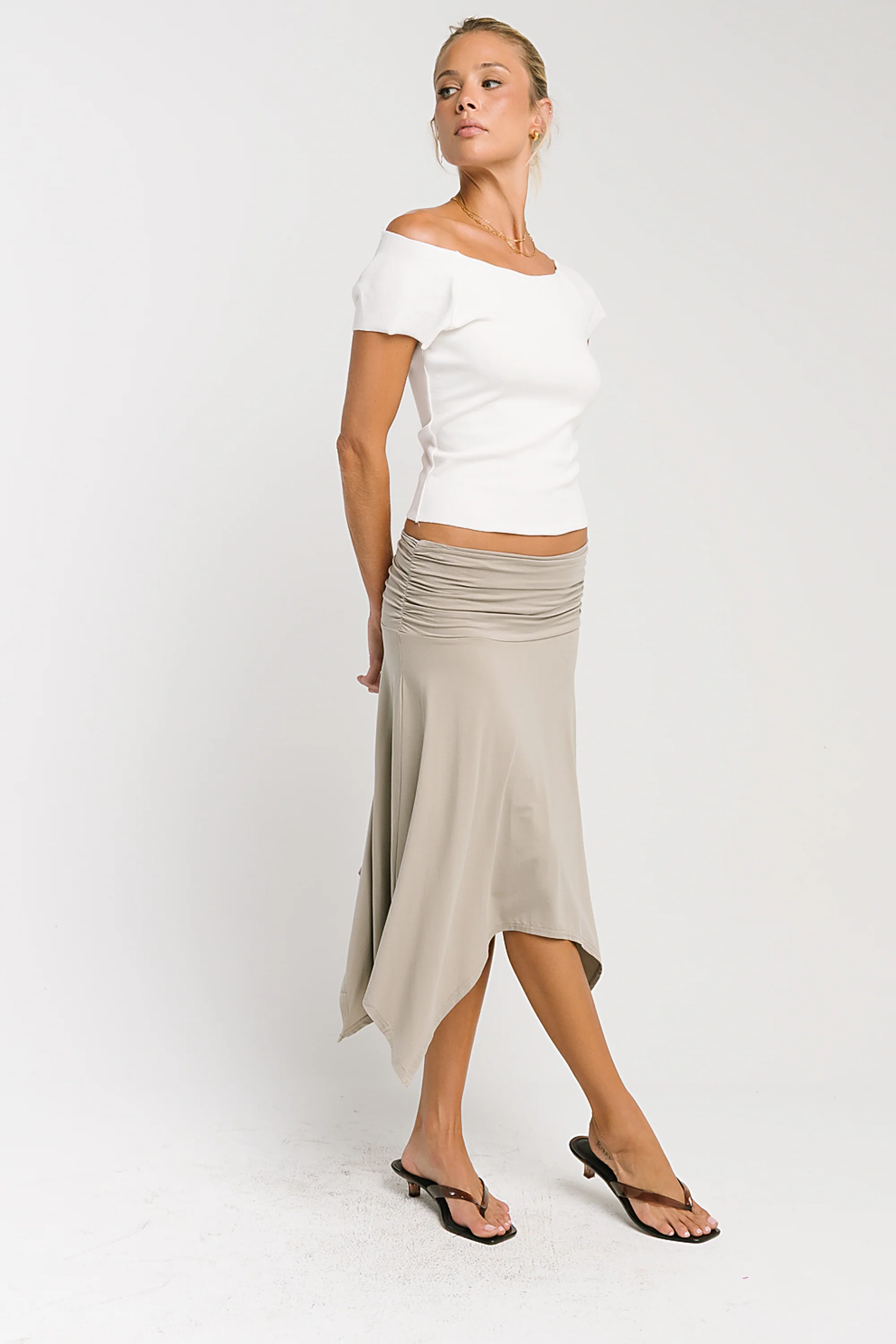 Lydia Asymmetrical Skirt in Taupe