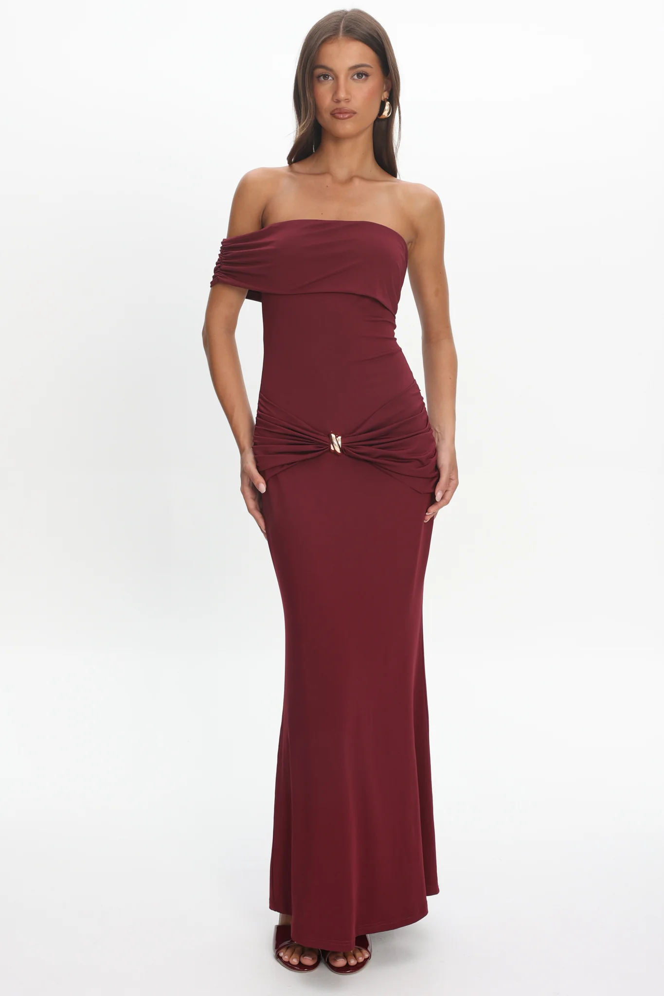 June Bloom One Sleeve Maxi Dress Plum