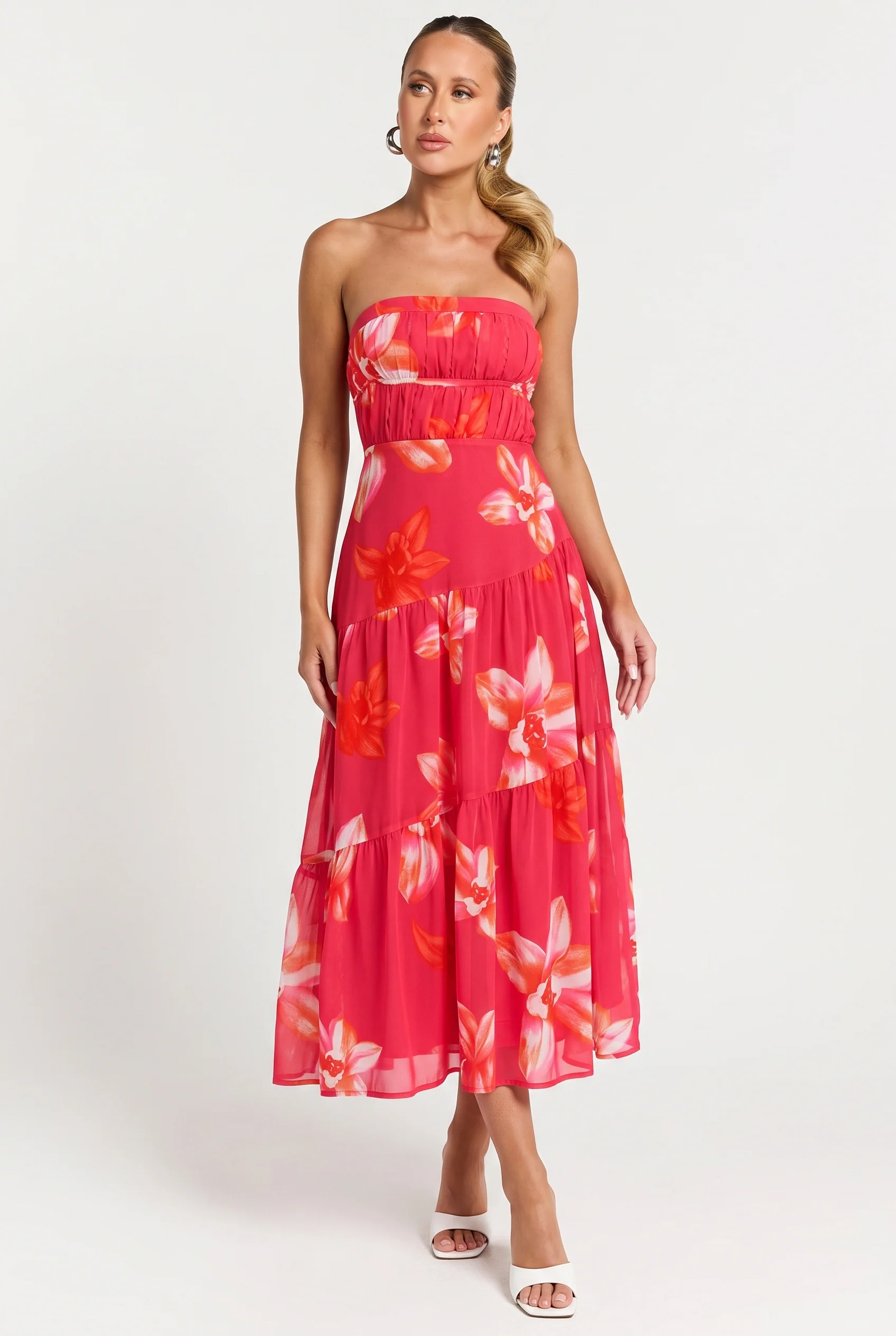 Bloom Vista Strapless Midi Dress