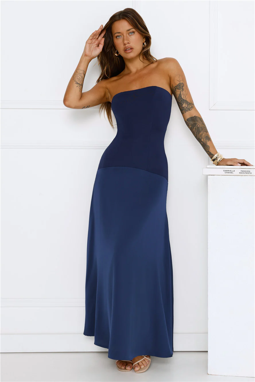 Daydream Darling Strapless Maxi Dress Navy