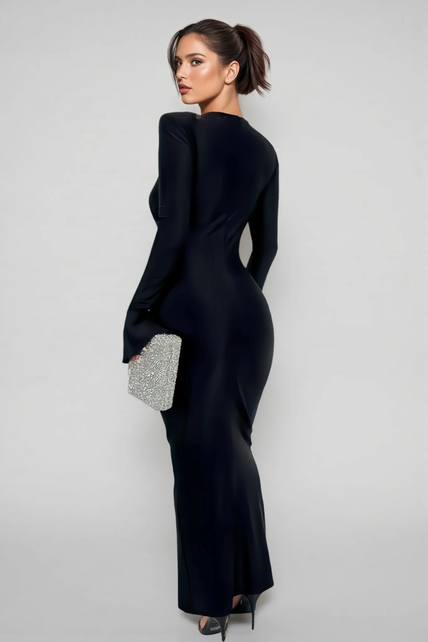 Ceni Straight Shoulder Flare Sleeve Maxi Dress