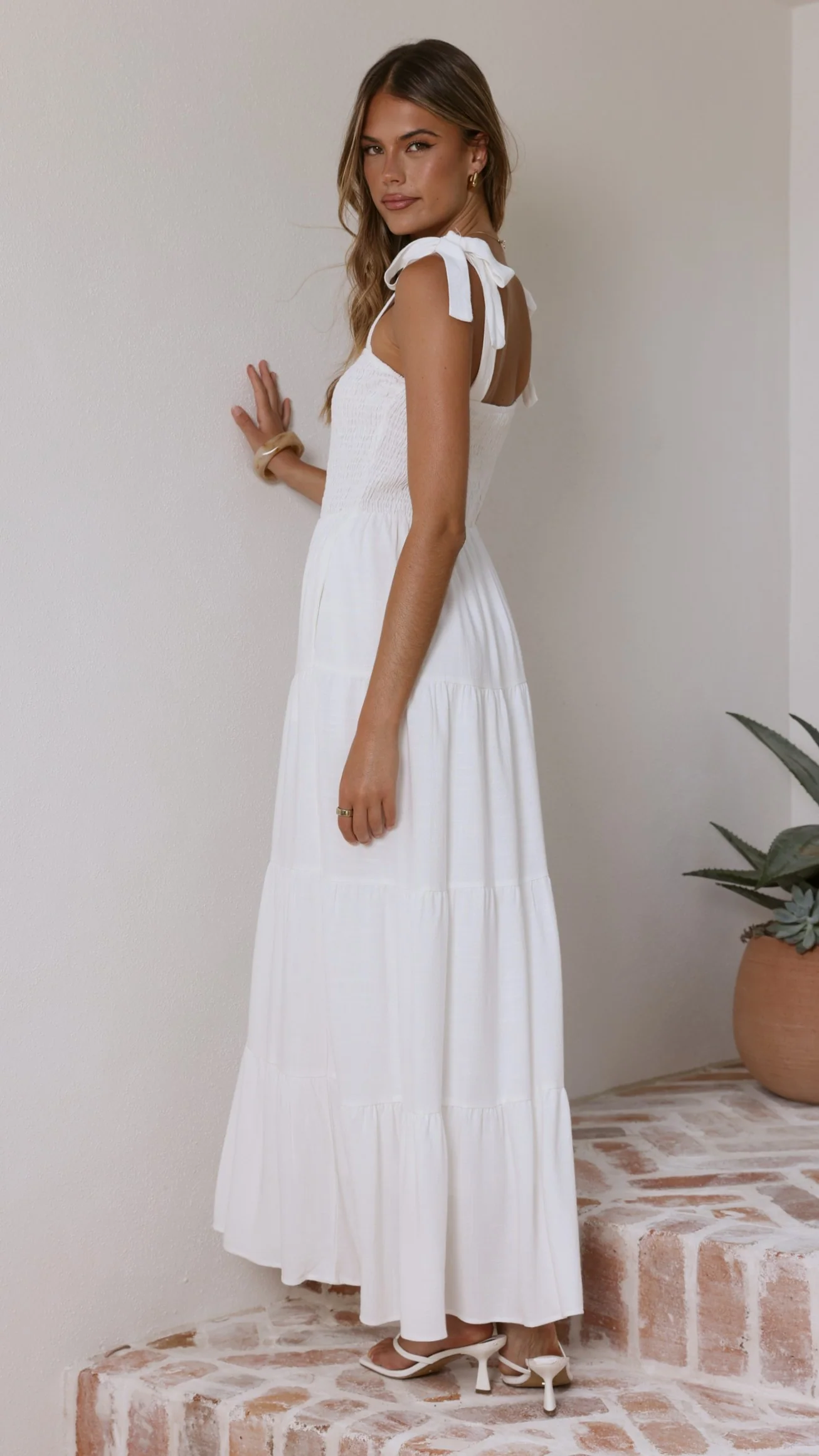 Carlina Tiered Maxi Dress - White