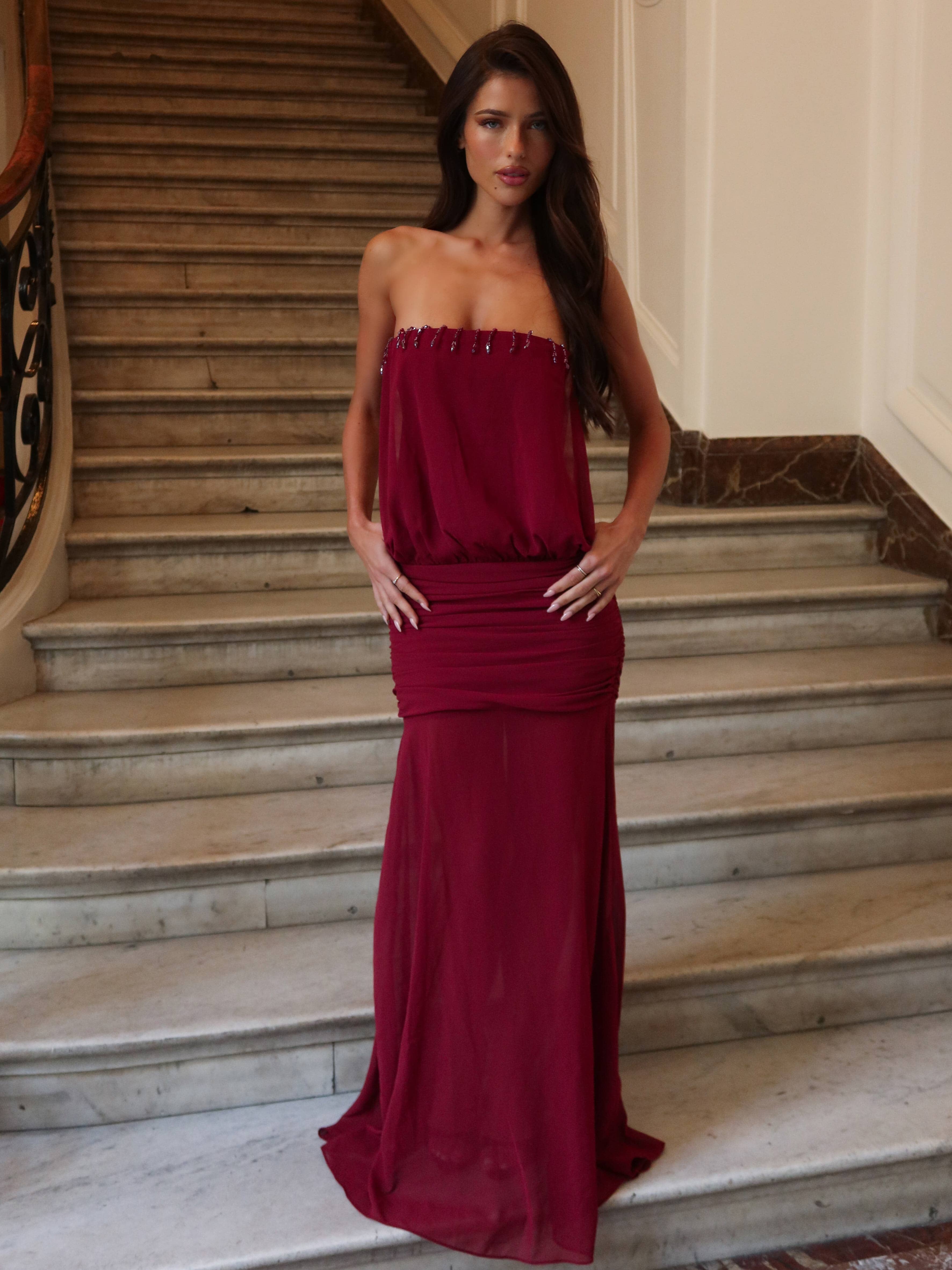 LUMEN MAXI DRESS BURGUNDY