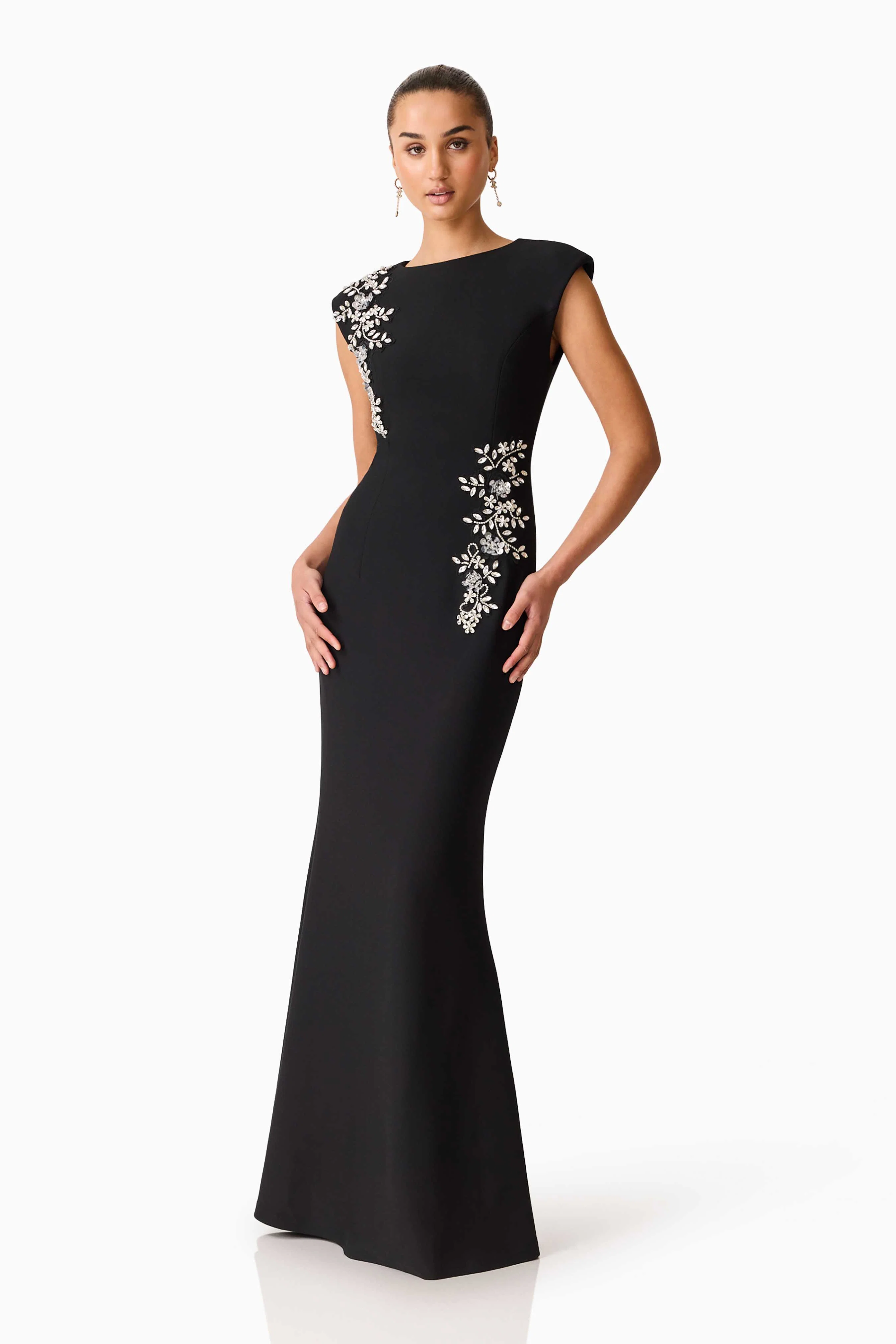 Veda Embellished Gown in Black