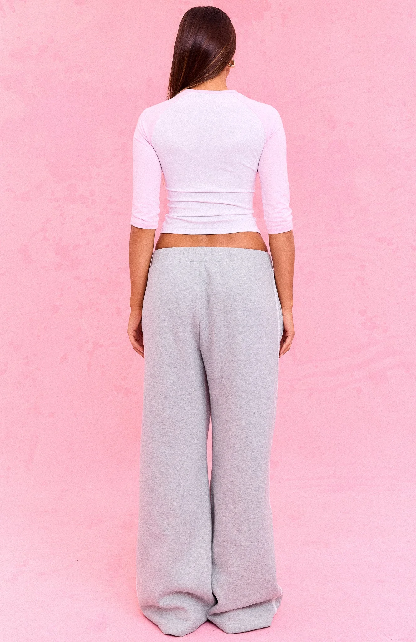 The Social Club Mirabelle Wide Leg Sweatpants Dark Grey Marle