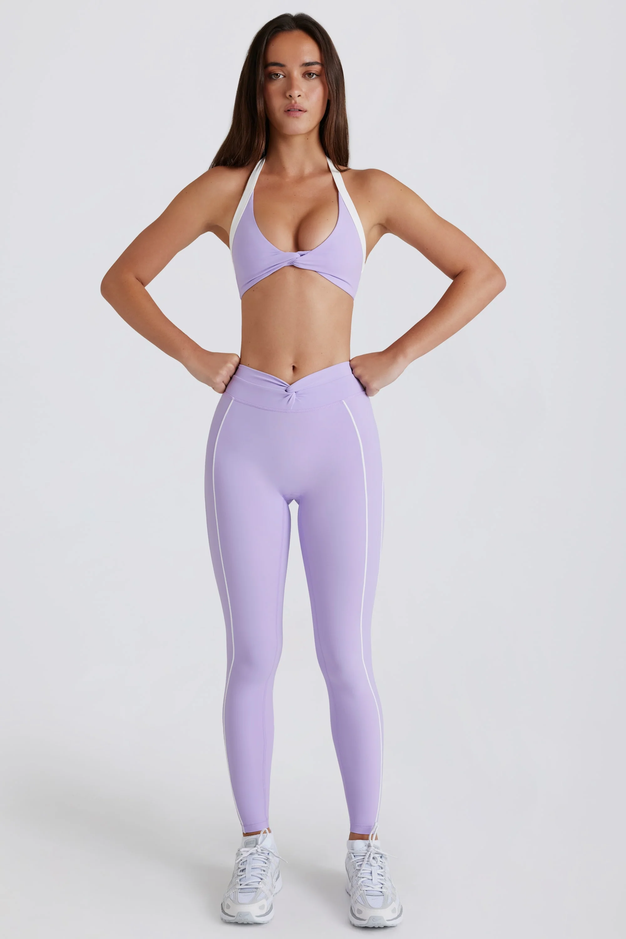 Soft Active Twist-Front Leggings in Lilac