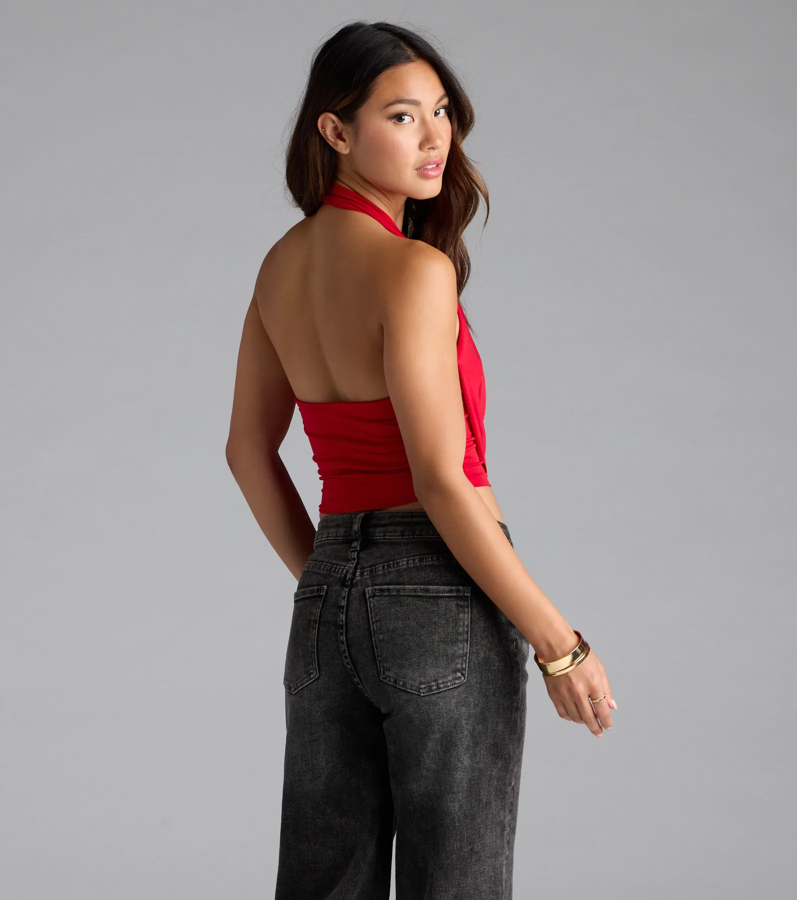 Take The Plunge Sleeveless Halter Crop Top - luluinthesky