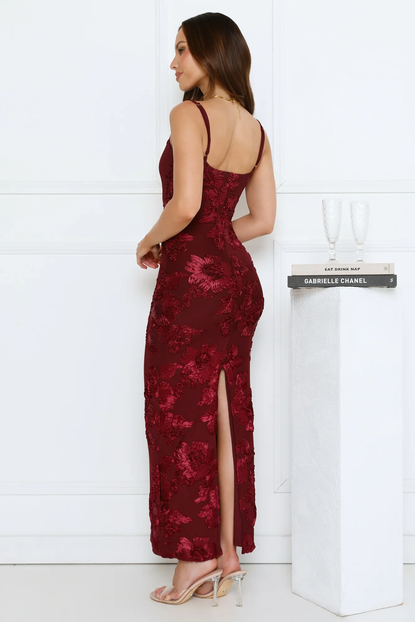 Celestial Luxe Mesh Maxi Dress Burgundy - luluinthesky