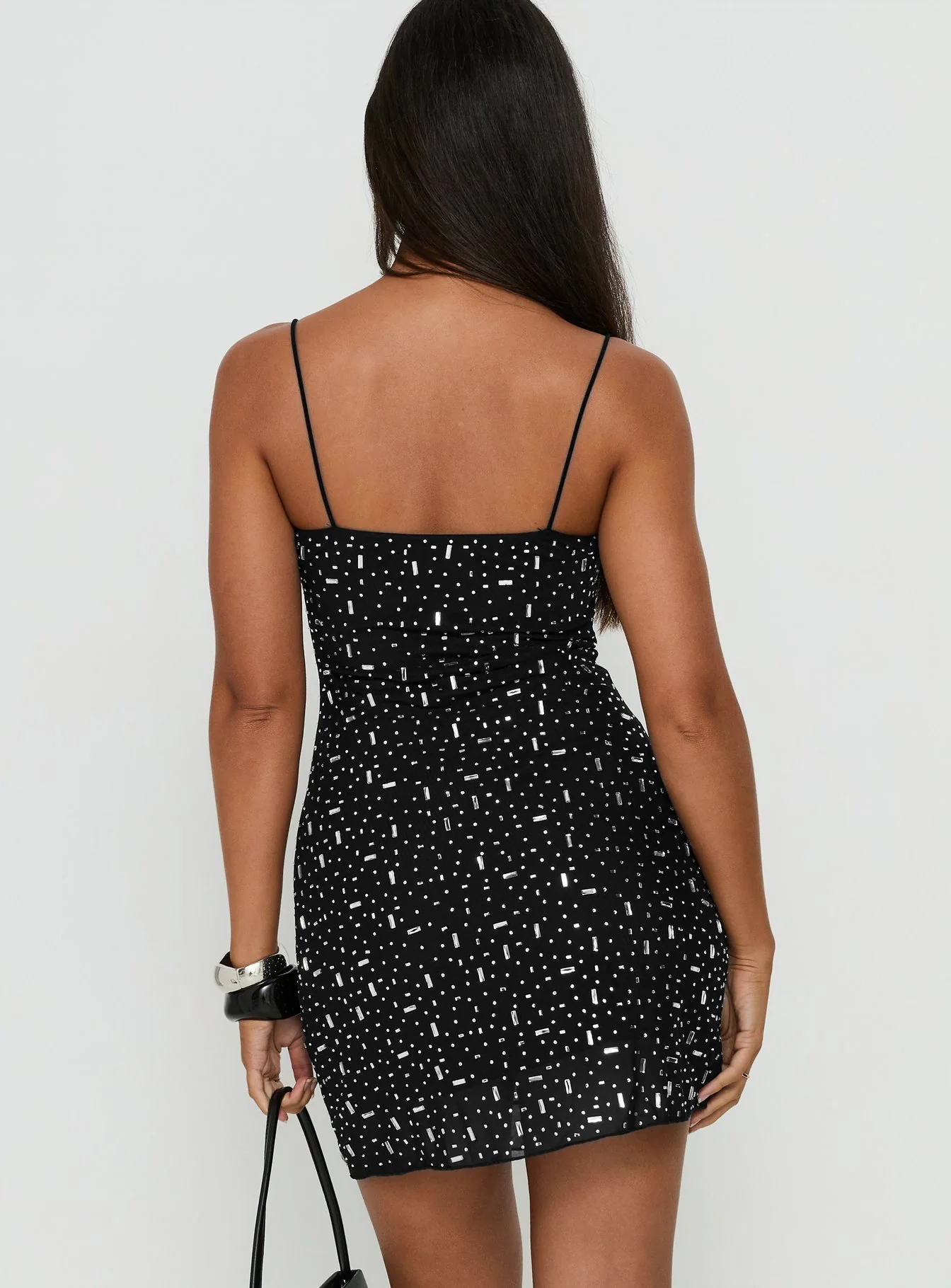 Anestassia Embellished Mini Dress Black