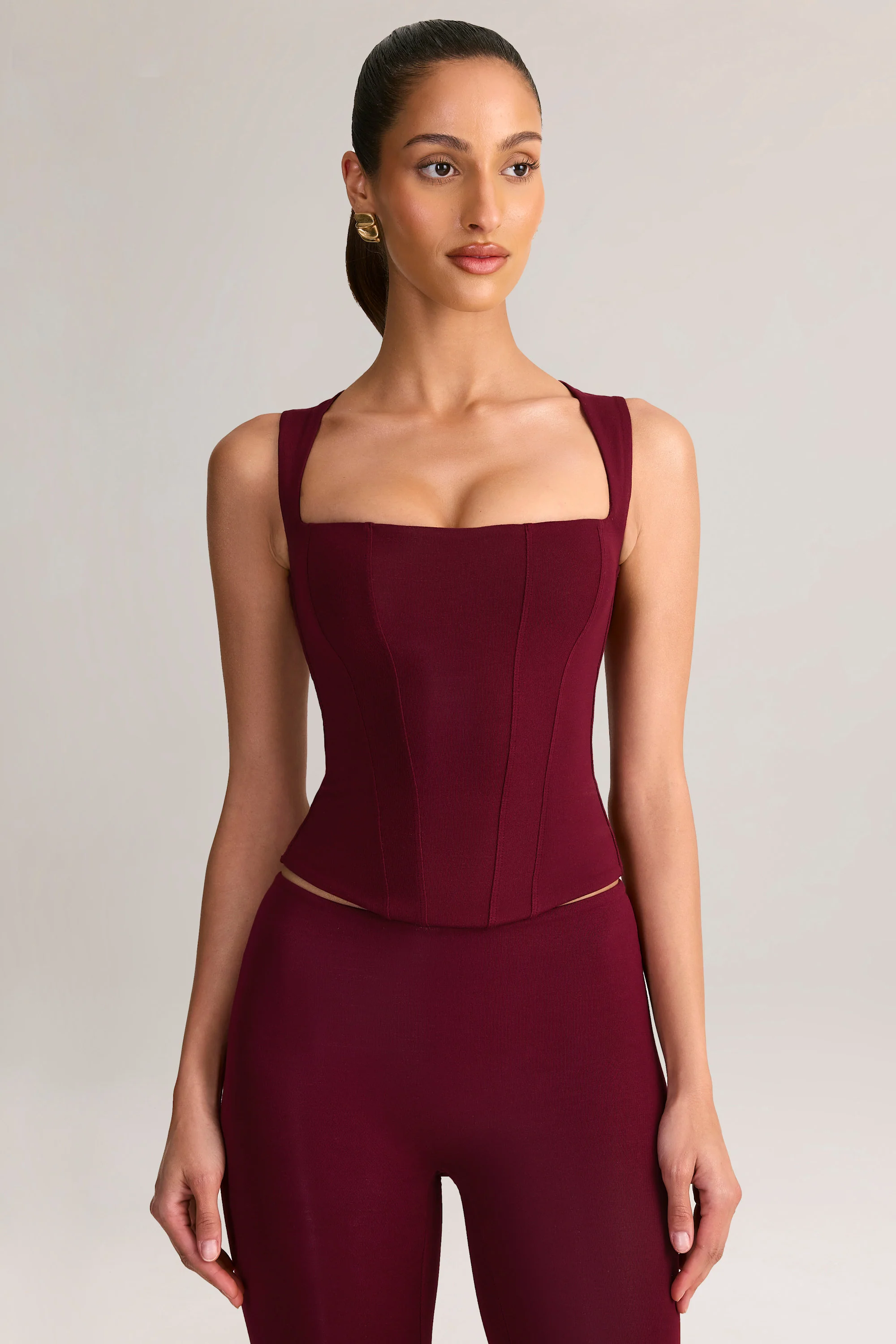 Modal Square-Neck Top in Wine