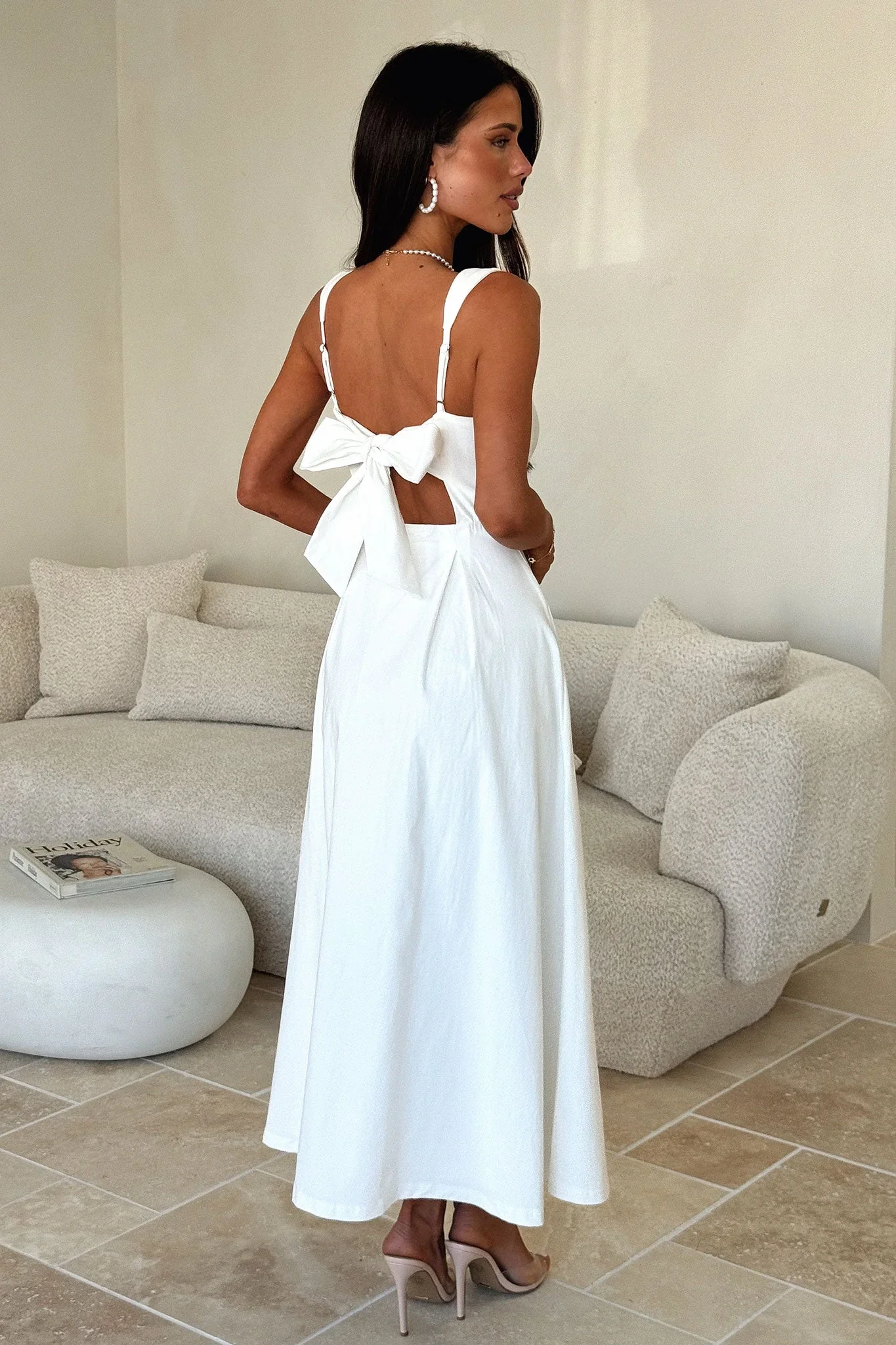 Chantelle Square Neck Midi Dress - White - luluinthesky