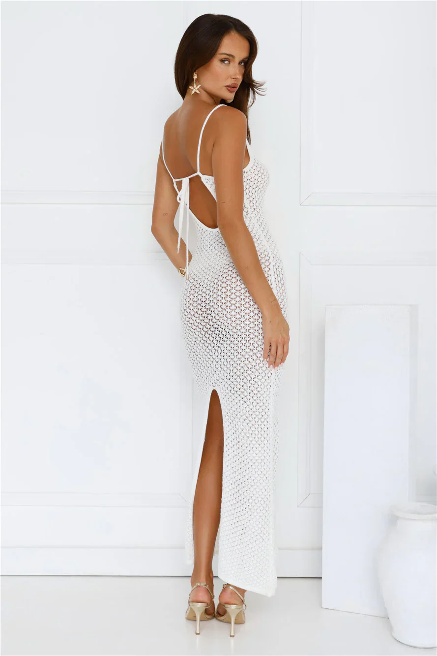 Ocean Breeze Knit Maxi Dress White