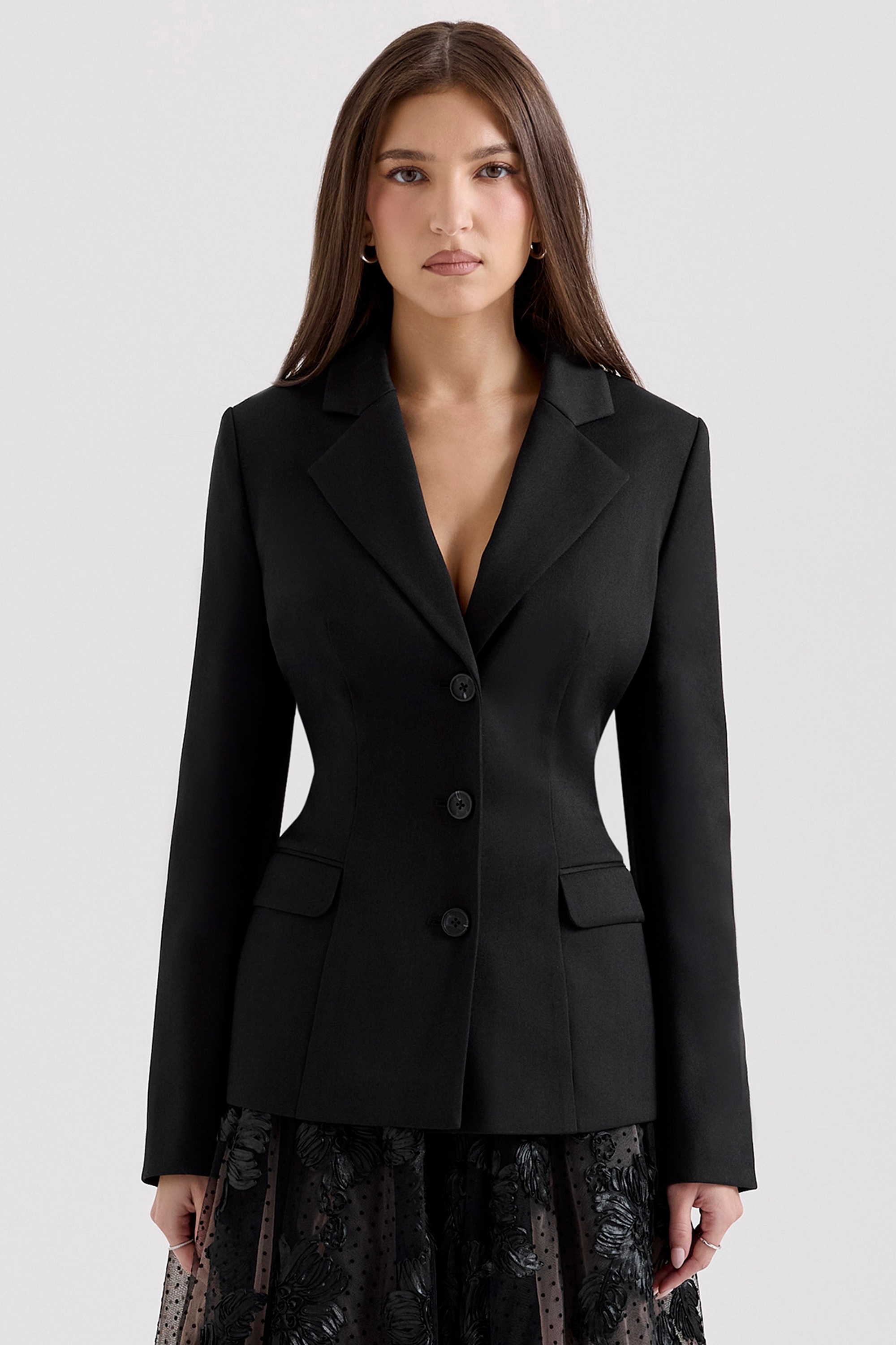 black tailored hourglass jacket